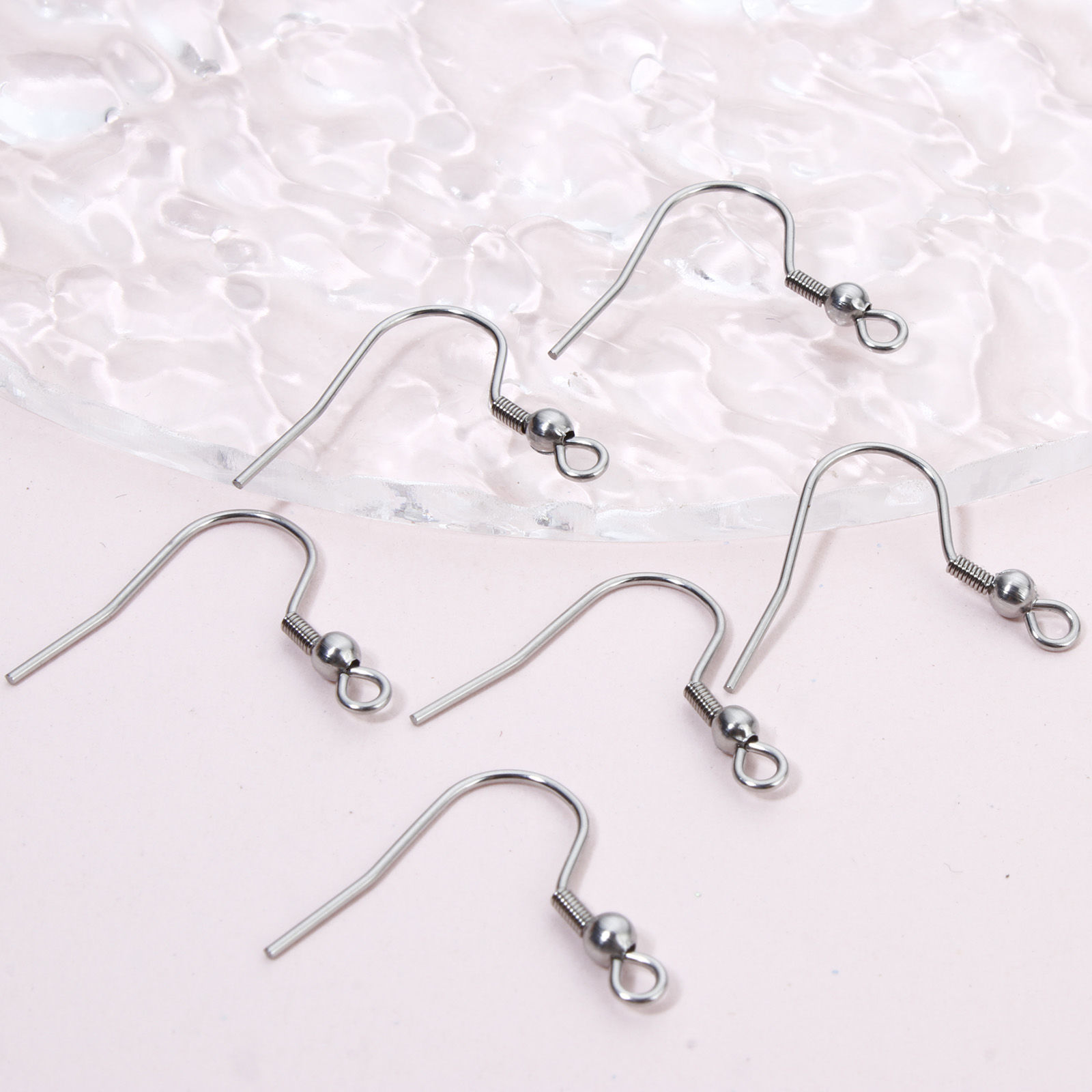 Picture of 40 PCs 304 Stainless Steel Ear Wire Hooks Earrings For DIY Jewelry Making Accessories Silver Tone With Loop 22mm x 21mm