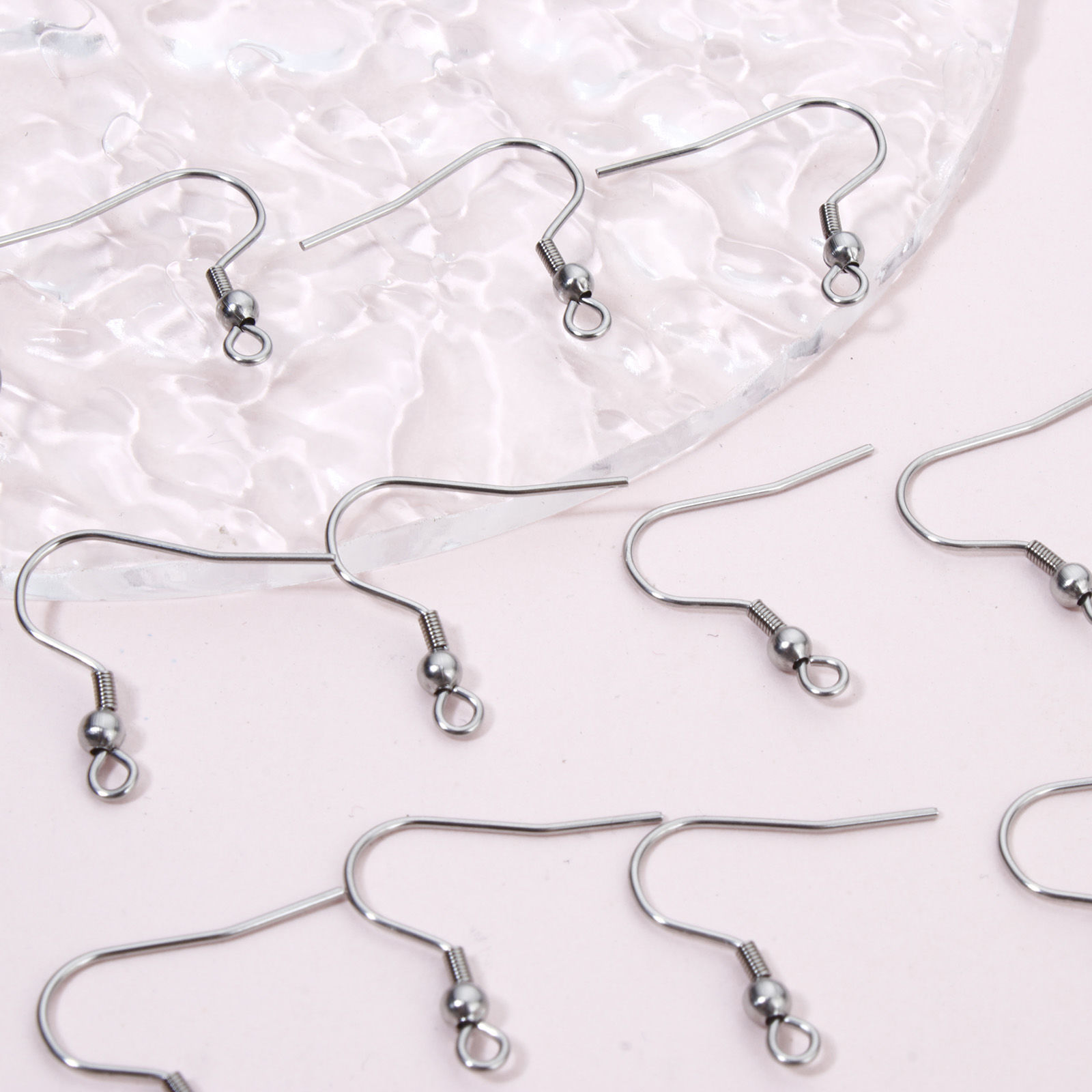 Picture of 40 PCs 304 Stainless Steel Ear Wire Hooks Earrings For DIY Jewelry Making Accessories Silver Tone With Loop 22mm x 21mm