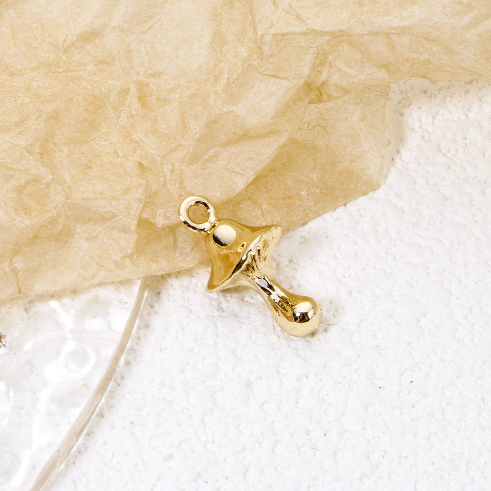 Imagen de 2 Unidades Respetuoso del Medio Ambiente Latón Colgantes Seta 18K Oro Real Chapado 3D 18mm x 10mm