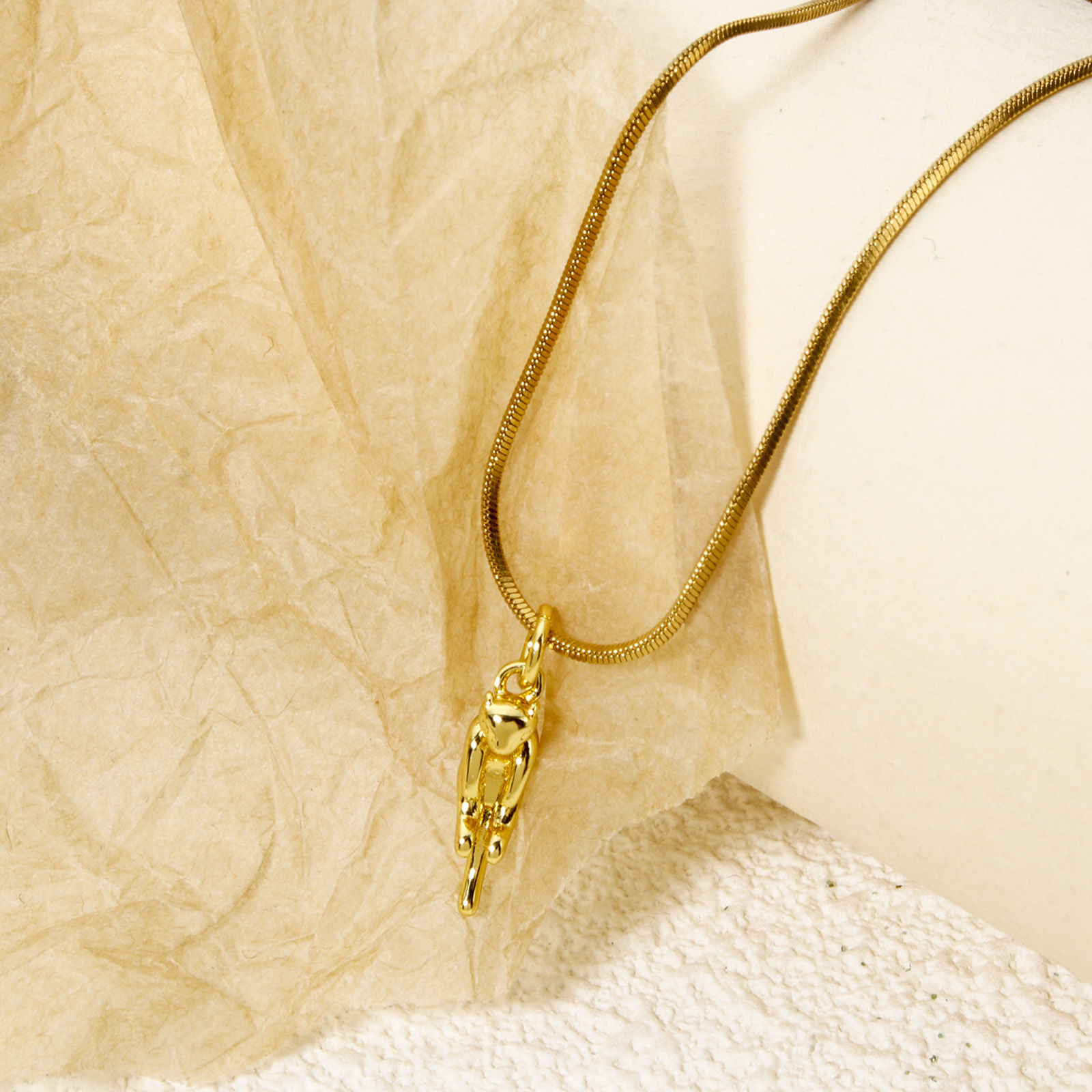 Immagine di 5 Pz Ecologico Ottone Ciondoli Gatto 18K Vero Oro Placcato 3D 19mm x 5.5mm