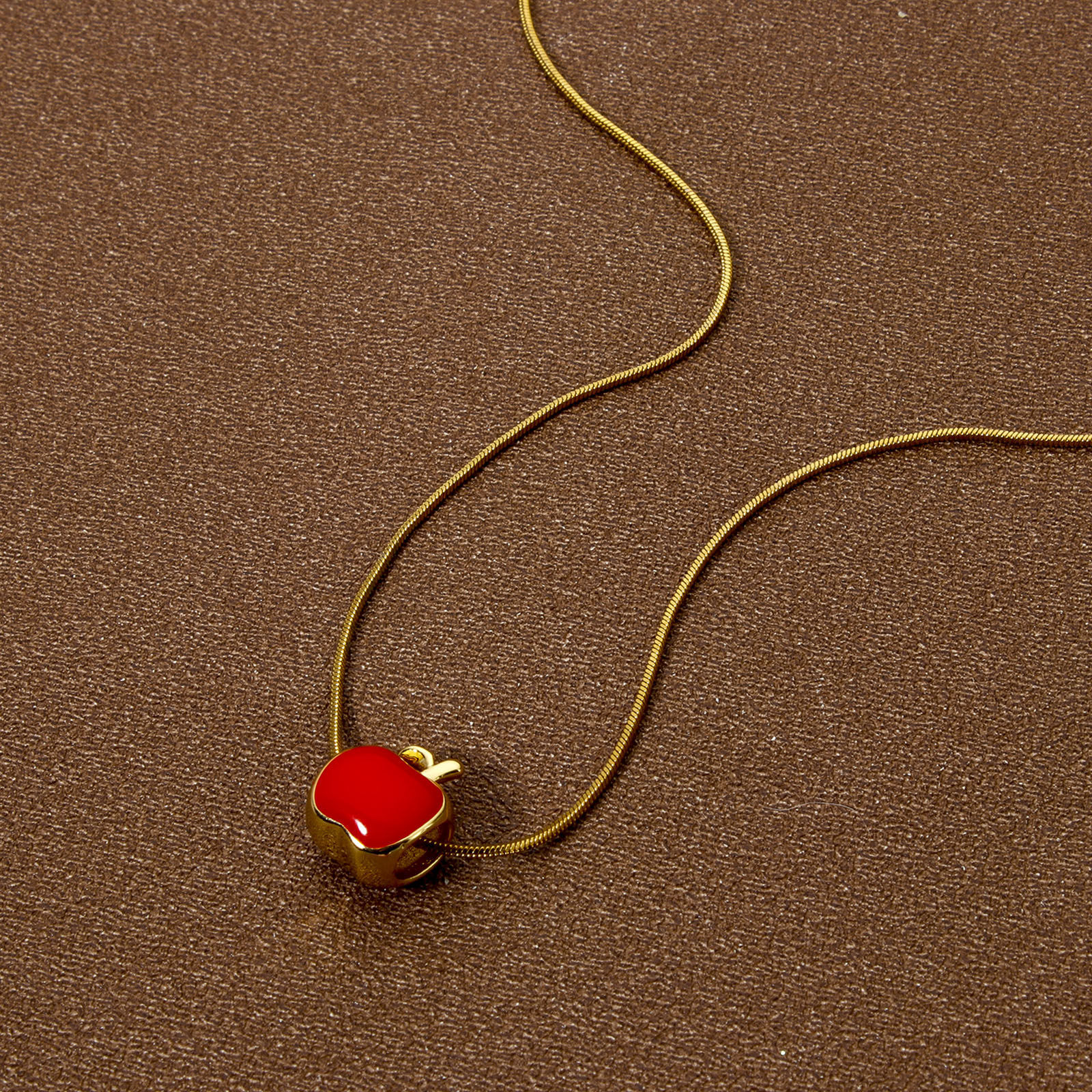 Picture of 1 Piece Eco-friendly Brass Beads For DIY Jewelry Making 18K Real Gold Plated Red Apple Fruit Enamel 12mm x 10mm, Hole: Approx 5mm x 4mm