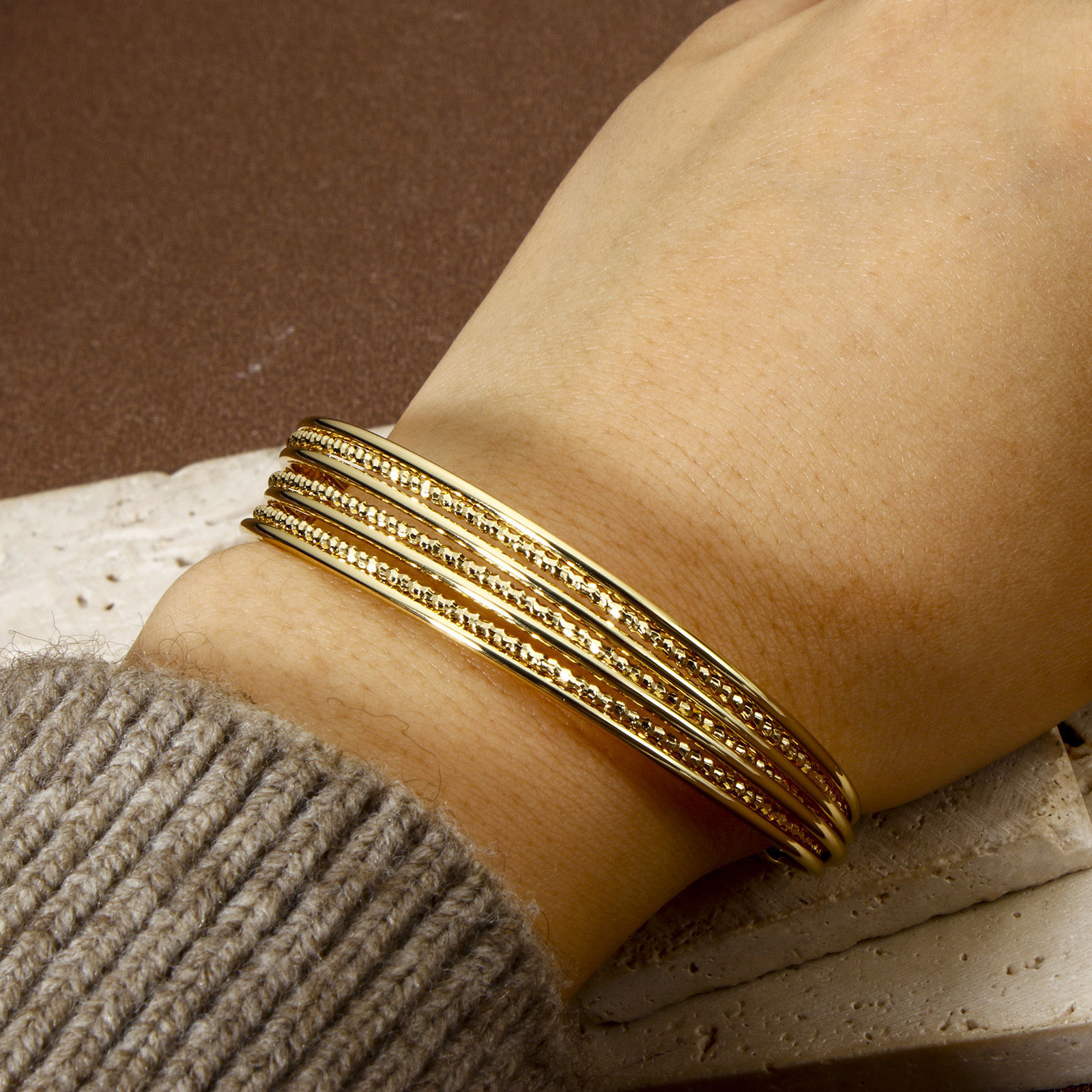 Picture of 1 Piece Eco-friendly Retro Brass Hollow Open Cuff Bangles Bracelets For Women Party 5.8cm Dia.