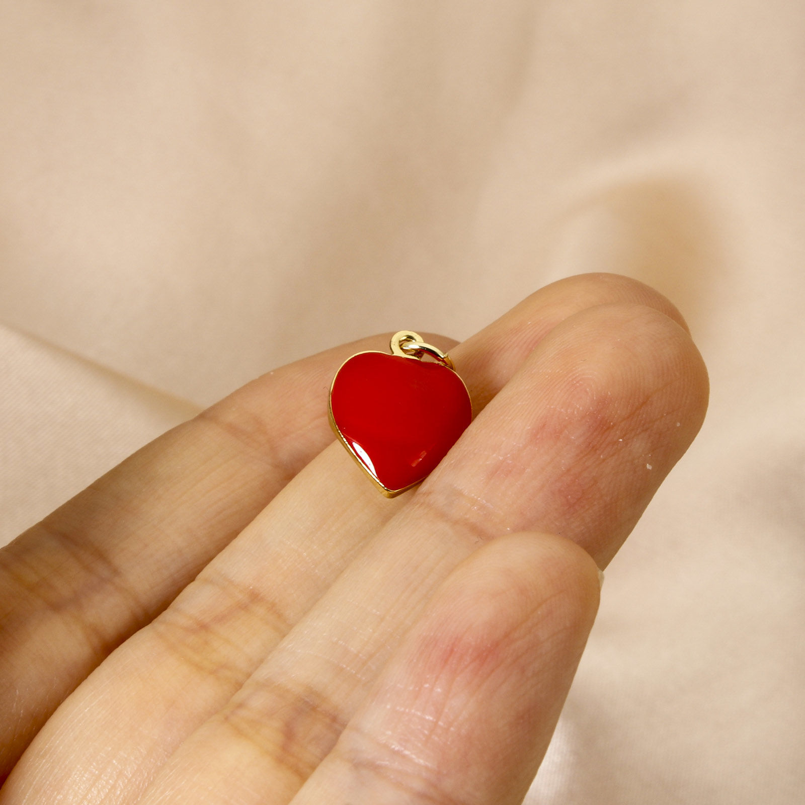 Изображение 2 ШТ Экологичный Латунь День святого Валентина Подвески 18K настоящее золото с покрытием Красный С Эмалью Сердце 17мм x 11мм