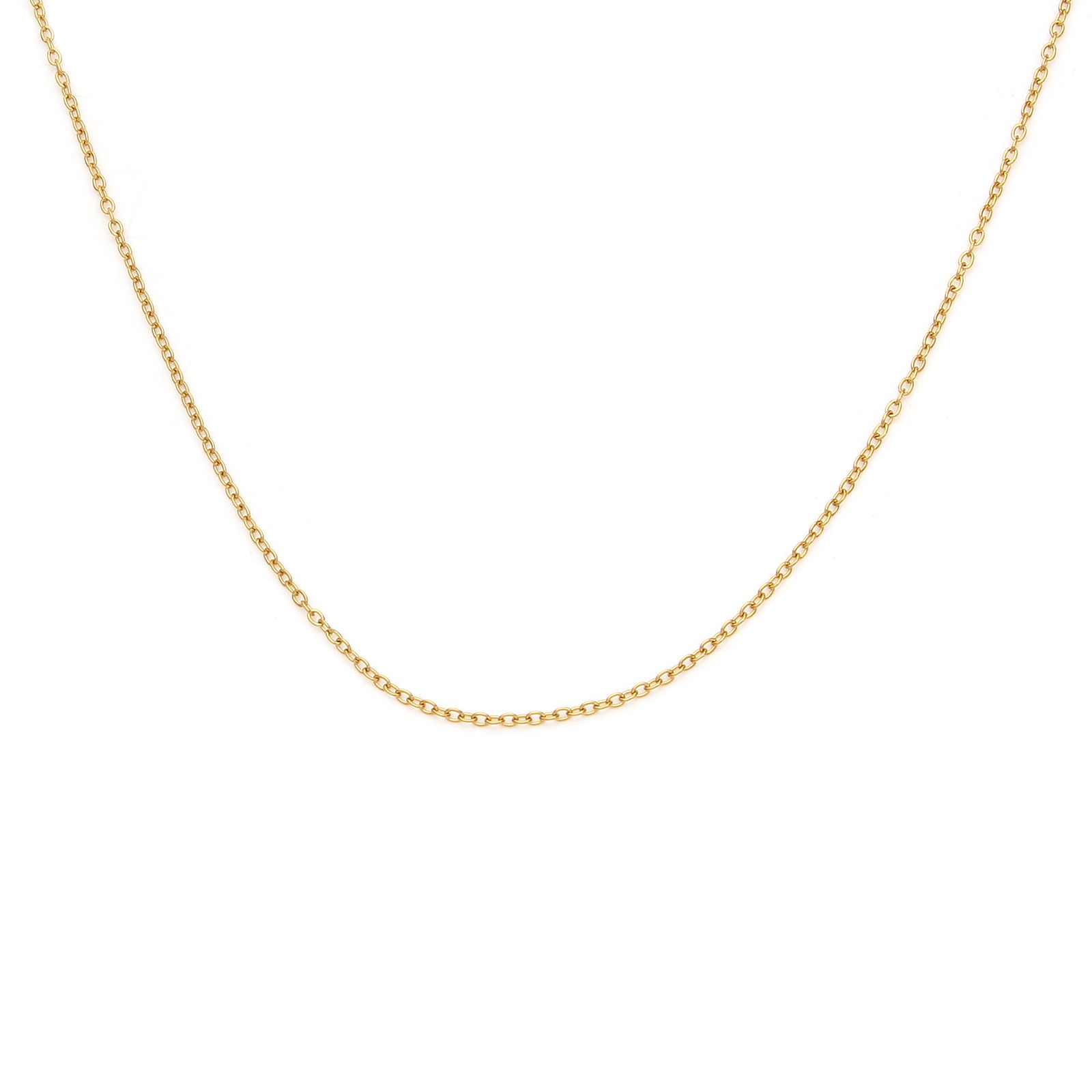 Imagen de 1 Unidad Recubrimiento al Vacío PVD Ecológico Sencillo & Casual 18K Oro Real Chapado 304 Acero Inoxidable Cadena de Cable Cruz Collares Para Mujeres Regalo 40cm longitud, Tamaño de la Cadena: 40cm