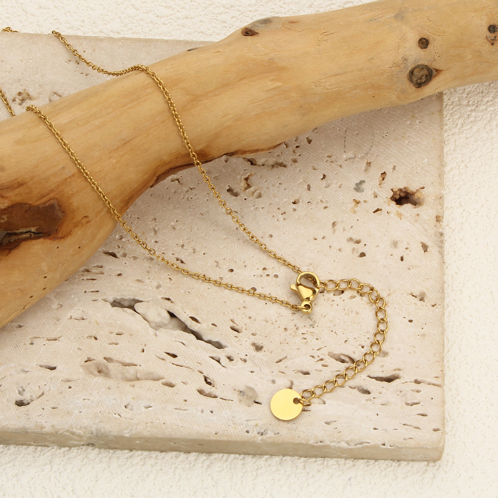 Imagen de 1 Unidad Recubrimiento al Vacío PVD Ecológico Sencillo & Casual 18K Oro Real Chapado 304 Acero Inoxidable Cadena de Cable Cruz Collares Para Mujeres Regalo 40cm longitud, Tamaño de la Cadena: 40cm