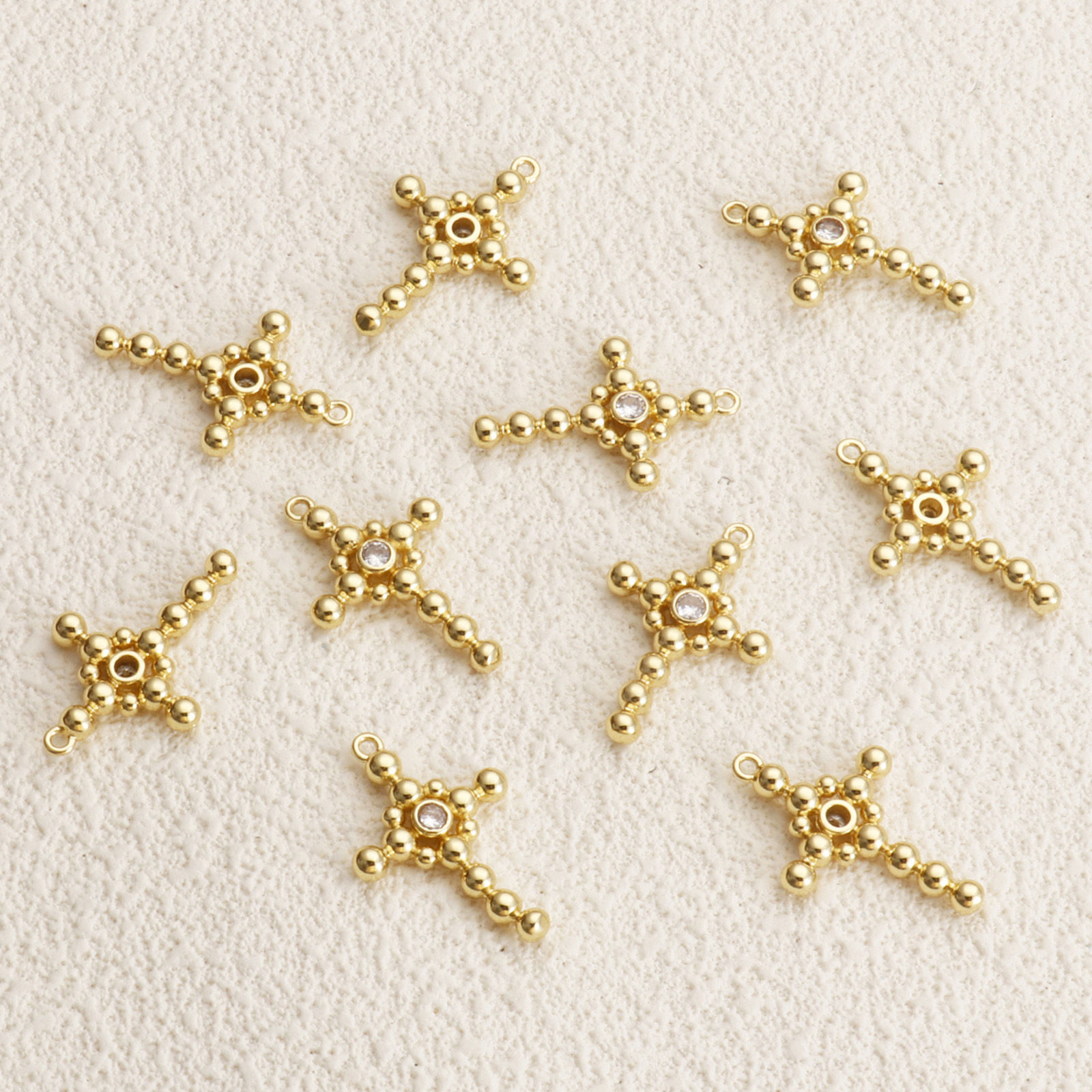 Picture of 1 Piece Brass Religious Charms 18K Gold Plated Cross Hollow Clear Cubic Zirconia 29mm x 19mm