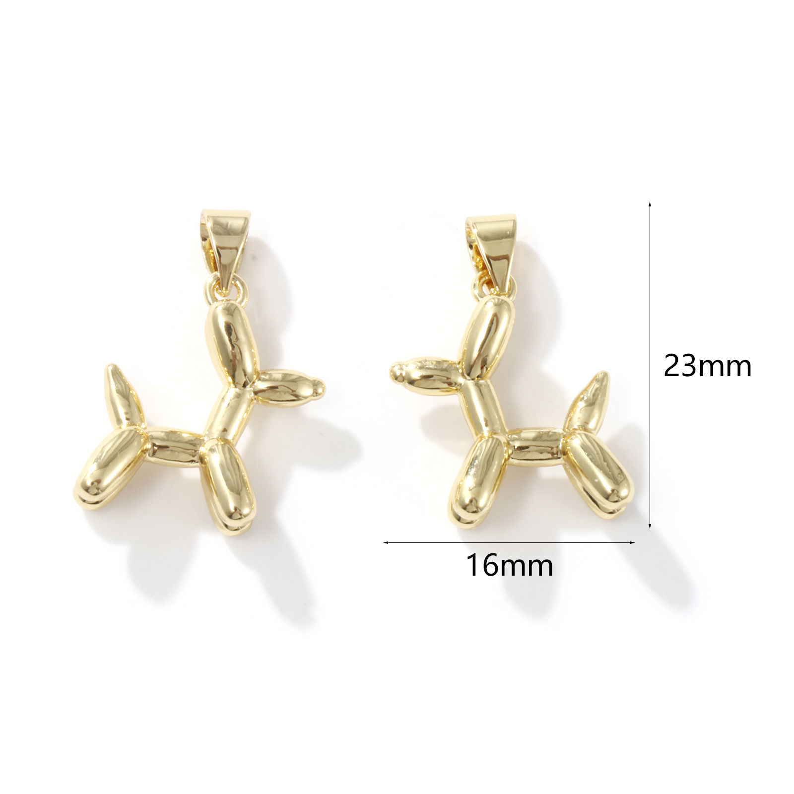 Picture of 2 PCs Brass Charm Pendant 18K Gold Plated Dog Animal 3D 23mm x 16mm