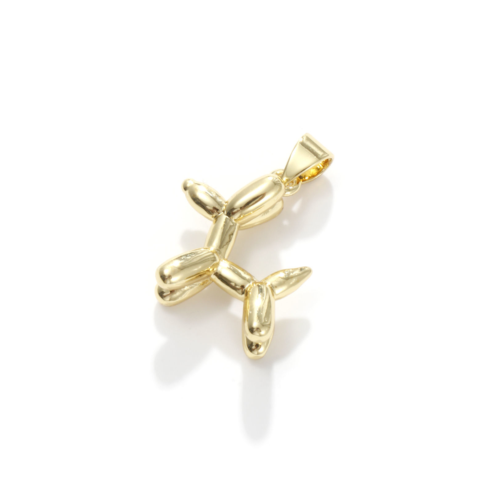 Picture of 2 PCs Brass Charm Pendant 18K Gold Plated Dog Animal 3D 23mm x 16mm