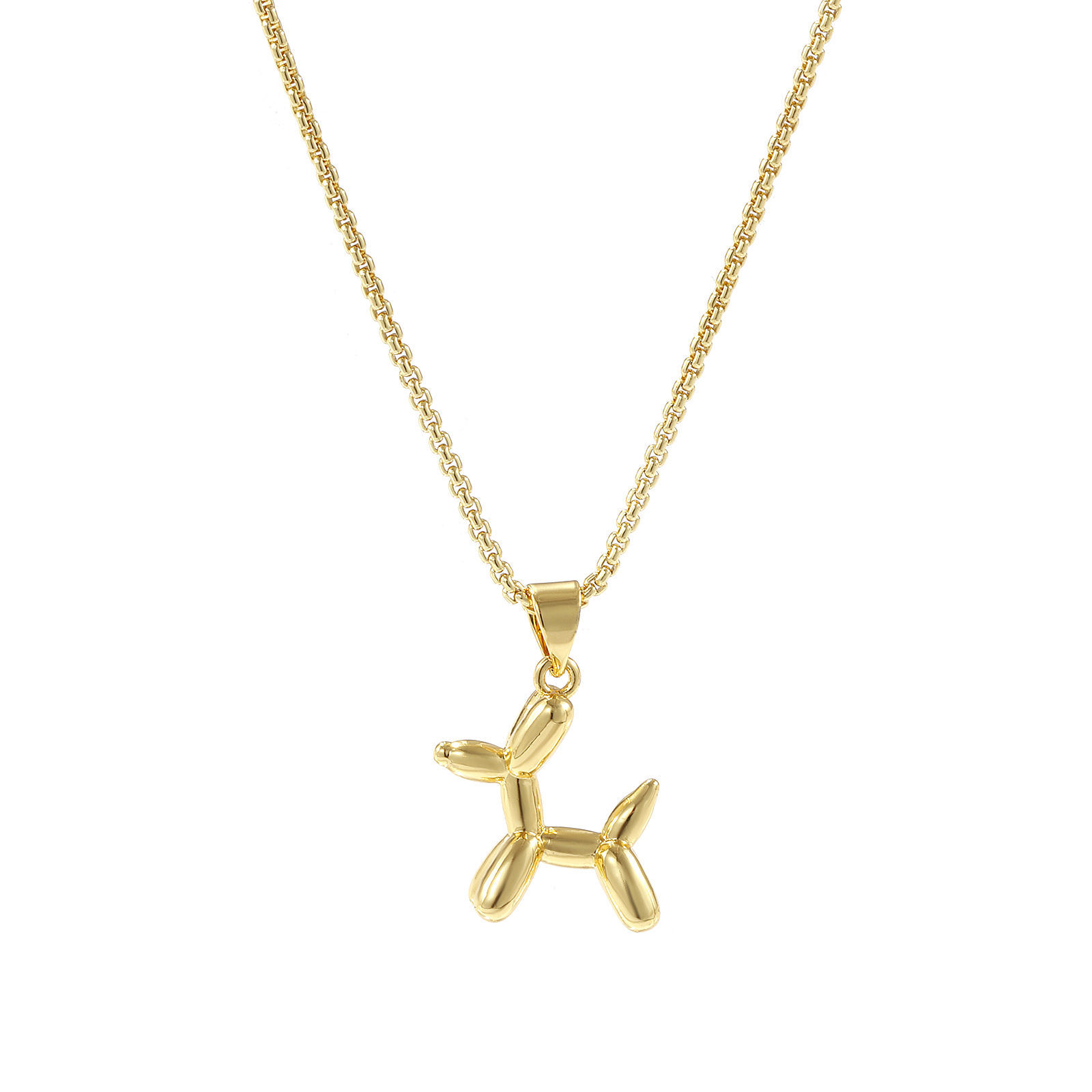 Imagen de 1 Unidad Respetuoso del Medio Ambiente Elegante Lindo 18K Oro Real Chapado Latón Cadena de Cable Cruz Globo Perro 3D Collar con Colgante Unisexo Regalo 45cm + 5cm longitud