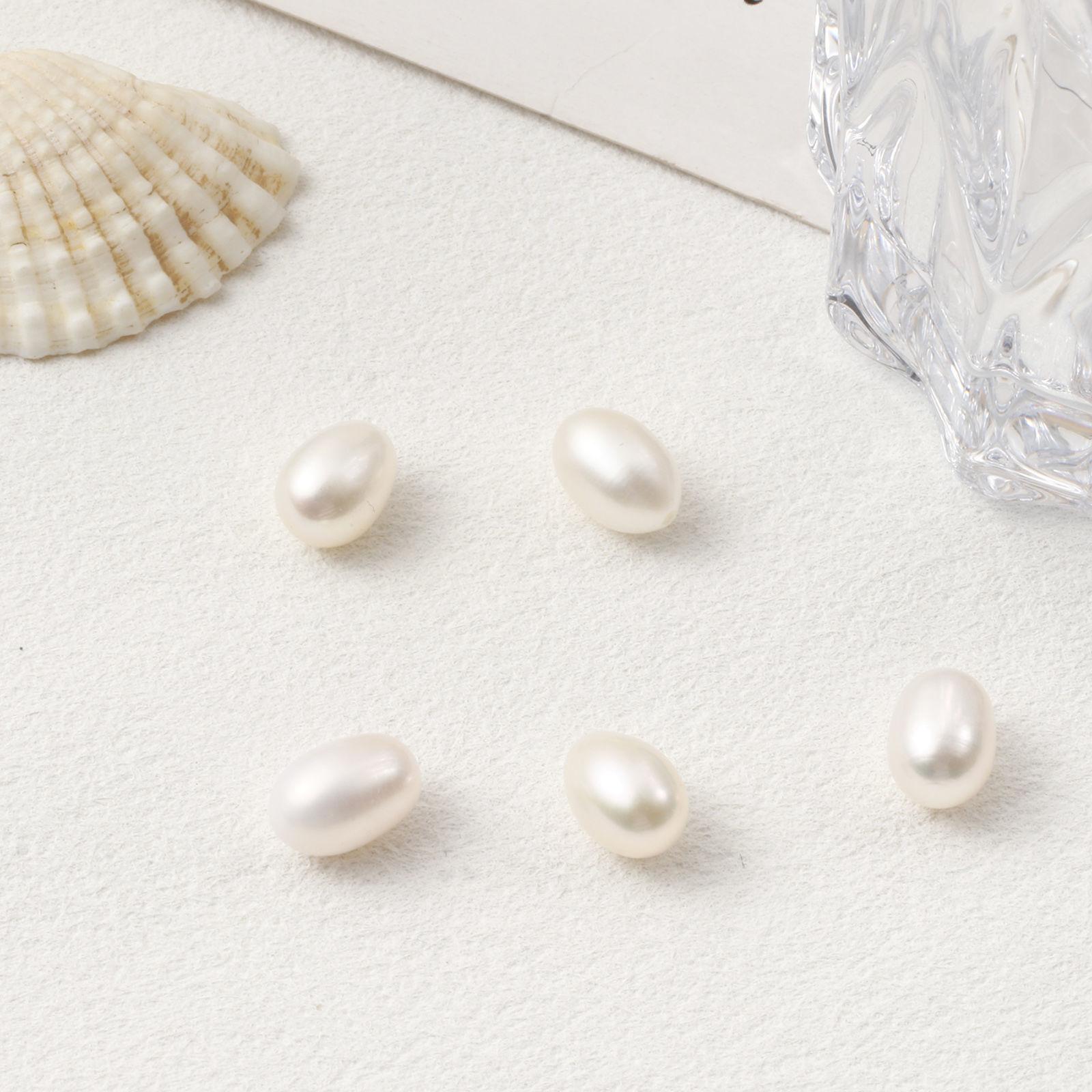 Picture of 1 Piece (Grade 2A) Natural Freshwater Cultured Pearl Beads For DIY Jewelry Making (Half Drilled) Oval White About 10mm x 8mm, Hole: Approx 0.8mm