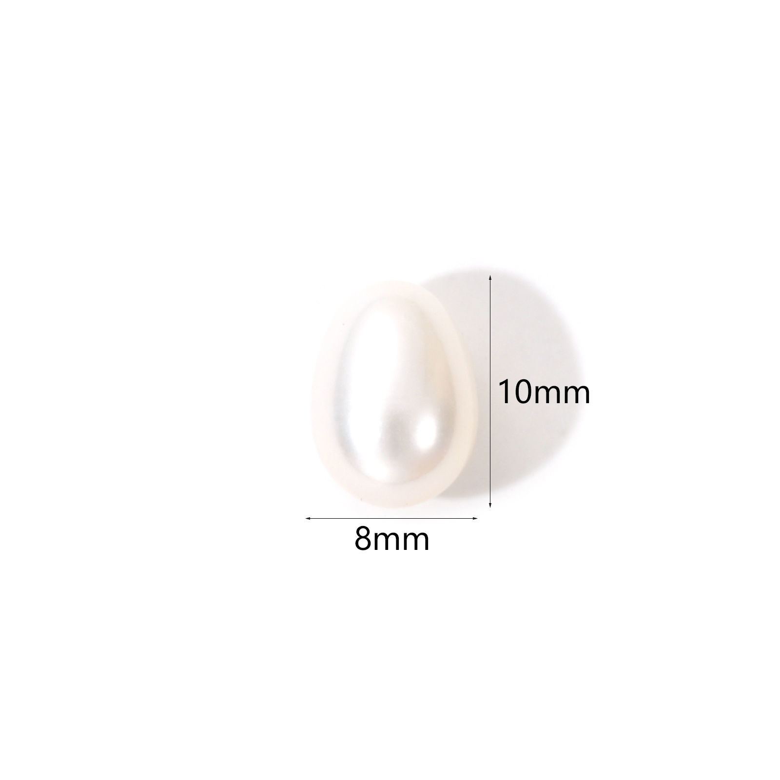Picture of 1 Piece (Grade 2A) Natural Freshwater Cultured Pearl Beads For DIY Jewelry Making (Half Drilled) Oval White About 10mm x 8mm, Hole: Approx 0.8mm