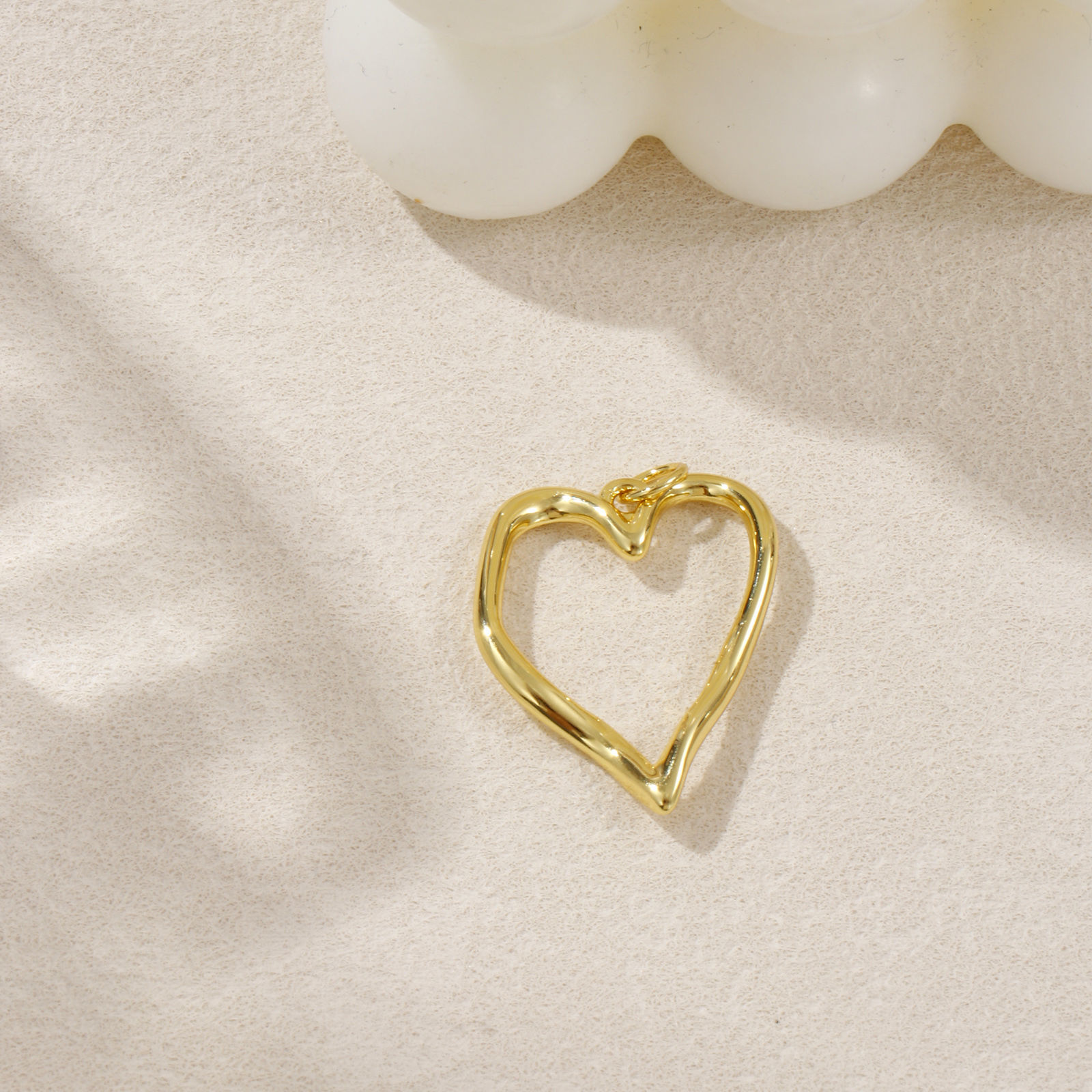 Picture of 2 PCs Eco-friendly Brass Valentine's Day Charms 18K Real Gold Plated Heart 28mm x 20mm