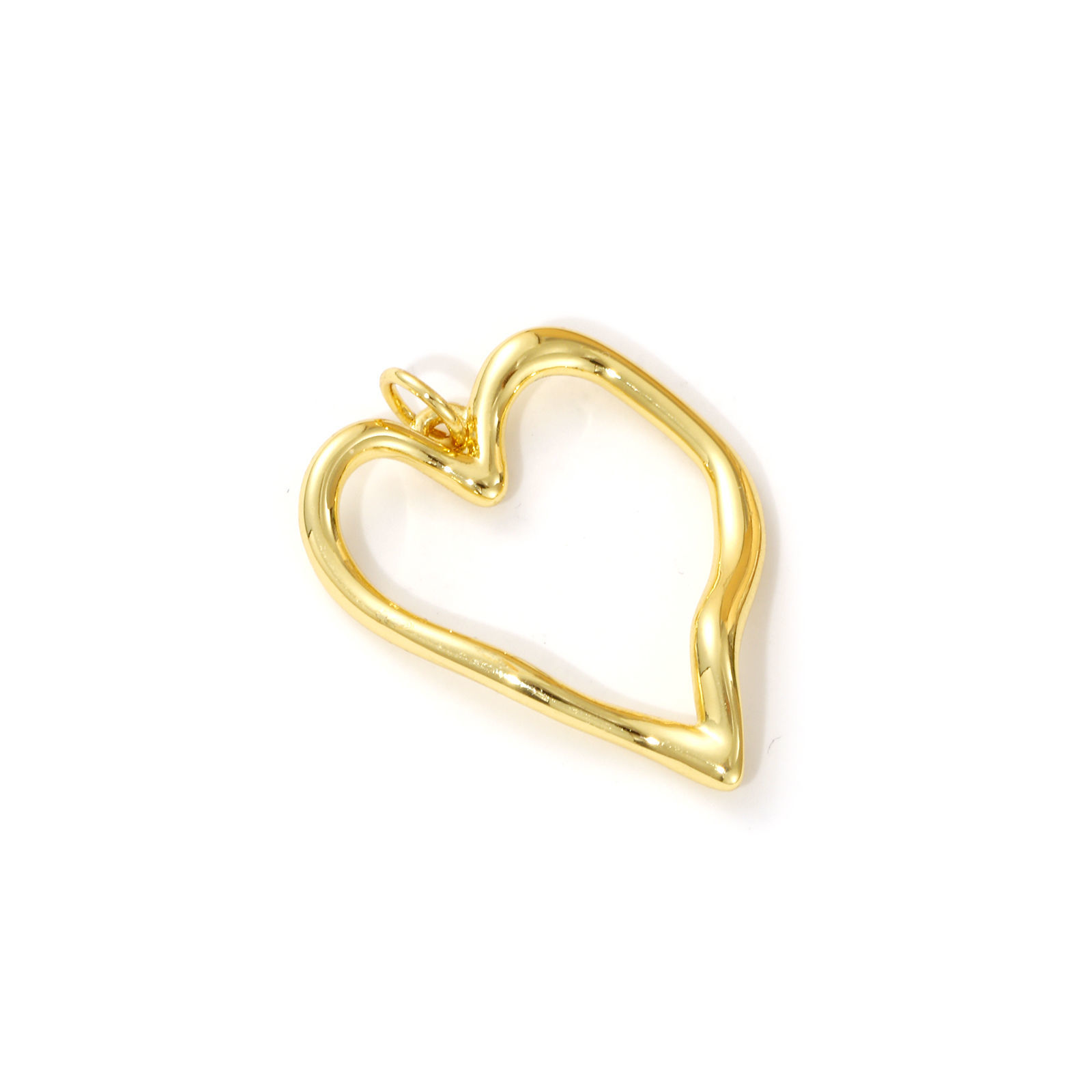 Picture of 2 PCs Eco-friendly Brass Valentine's Day Charms 18K Real Gold Plated Heart 28mm x 20mm