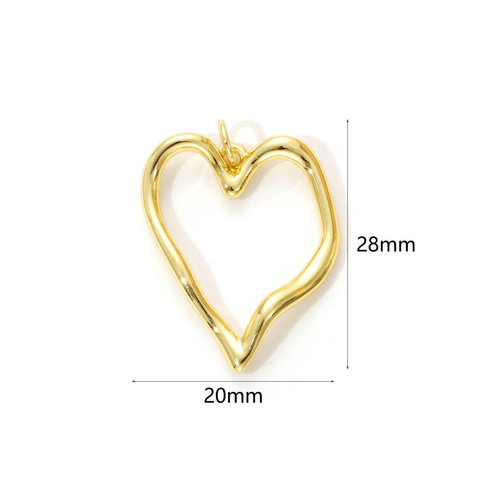Picture of 2 PCs Eco-friendly Brass Valentine's Day Charms 18K Real Gold Plated Heart 28mm x 20mm