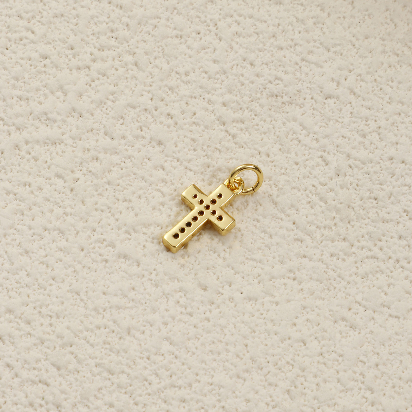 Picture of 2 PCs Eco-friendly Brass Religious Charms 18K Real Gold Plated Cross Micro Pave Clear Cubic Zirconia 18mm x 8mm