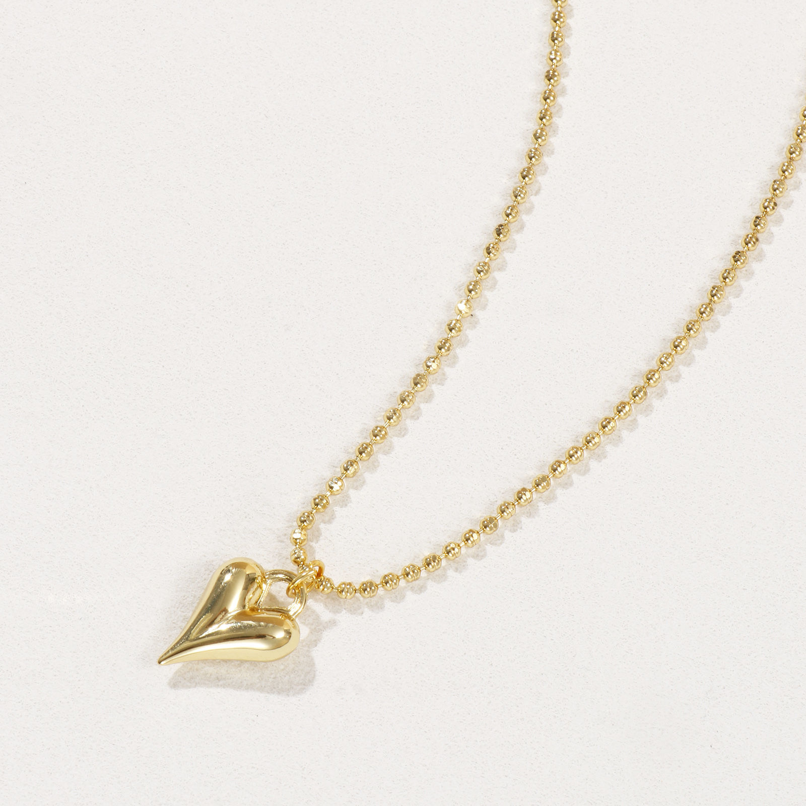 Picture of 18K Real Gold Plated Link Cable Chain Heart Pendant Charm Necklace, Brass 45cm(17.7") + 5cm(2"), For Women, 3D, Exquisite Valentine's Day Gift, Eco-friendly, 1 Piece
