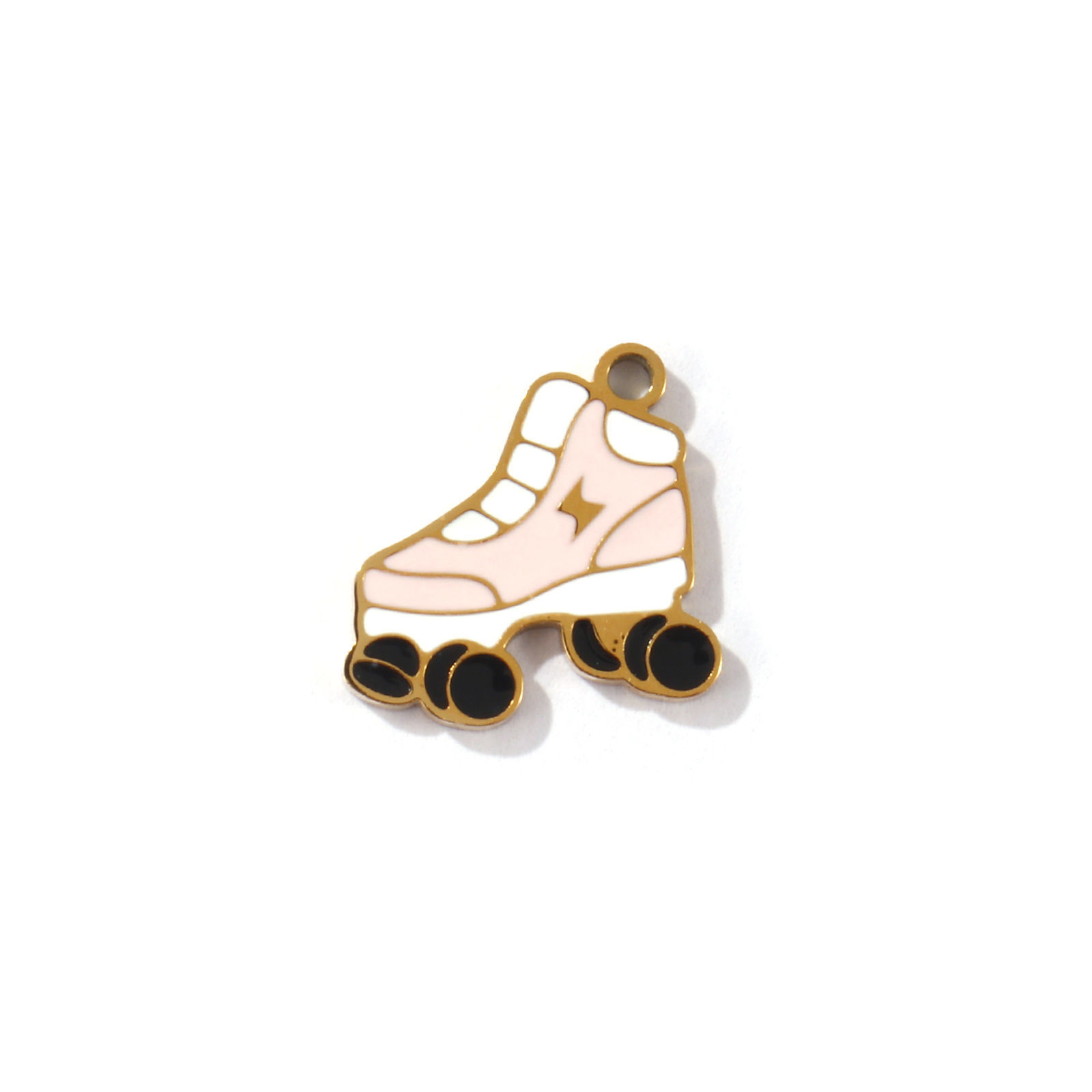 Imagen de 2 PCs Eco-friendly PVD Vacuum Plating 304 Stainless Steel Ocean Jewelry Charms 18K Gold Plated Multicolor Pearlized Roller Skates Enamel 13mm x 12.5mm