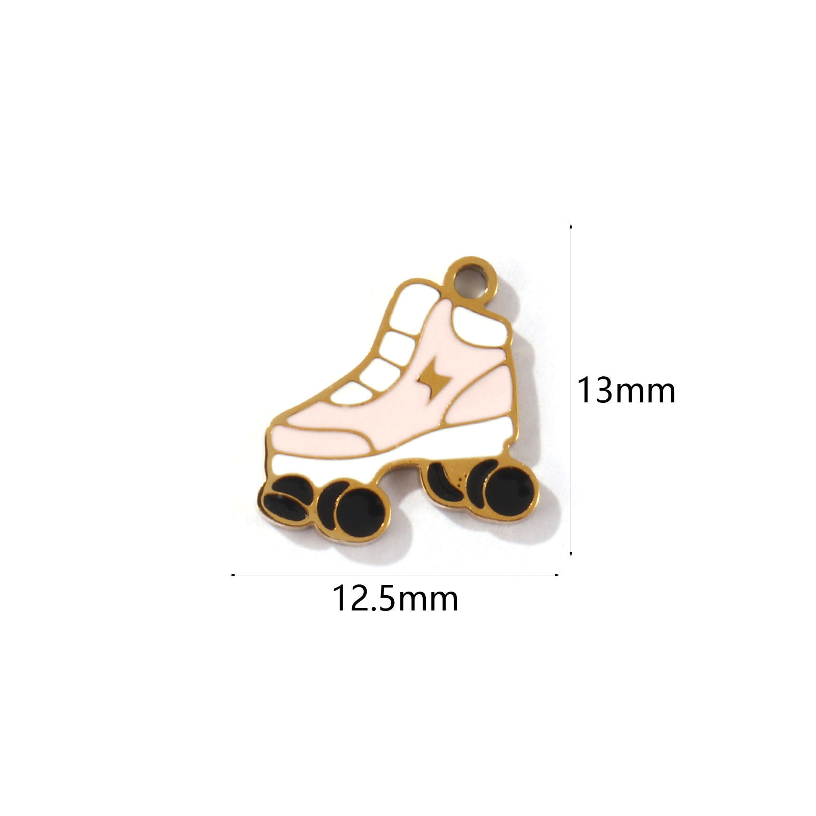 Imagen de 2 PCs Eco-friendly PVD Vacuum Plating 304 Stainless Steel Ocean Jewelry Charms 18K Gold Plated Multicolor Pearlized Roller Skates Enamel 13mm x 12.5mm