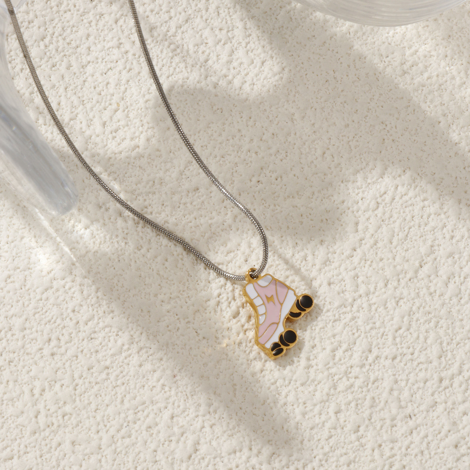 Imagen de 2 PCs Eco-friendly PVD Vacuum Plating 304 Stainless Steel Ocean Jewelry Charms 18K Gold Plated Multicolor Pearlized Roller Skates Enamel 13mm x 12.5mm