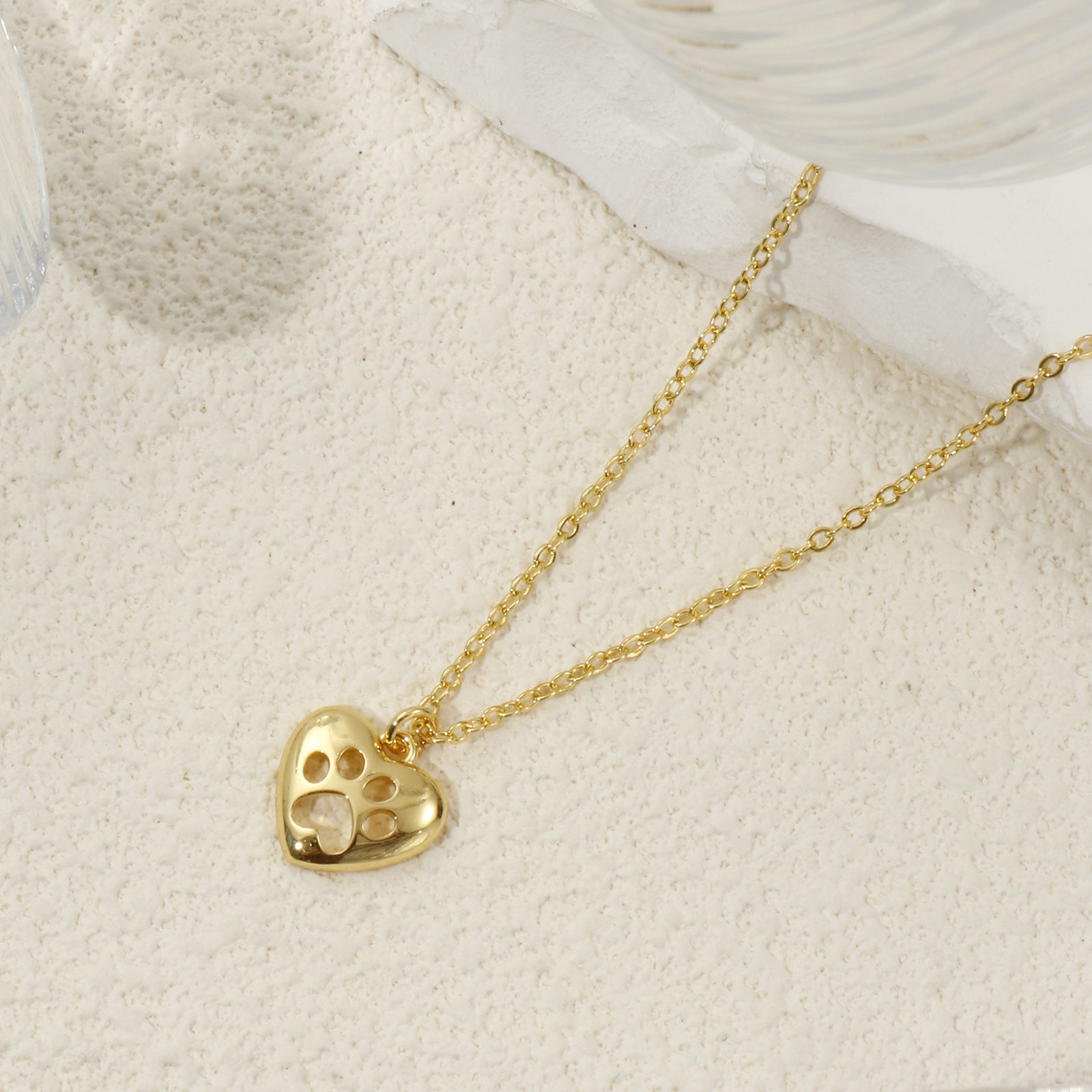 Imagen de 2 PCs Eco-friendly Brass Pet Memorial Charms 18K Real Gold Plated Heart Paw Print Hollow 15mm x 12.5mm