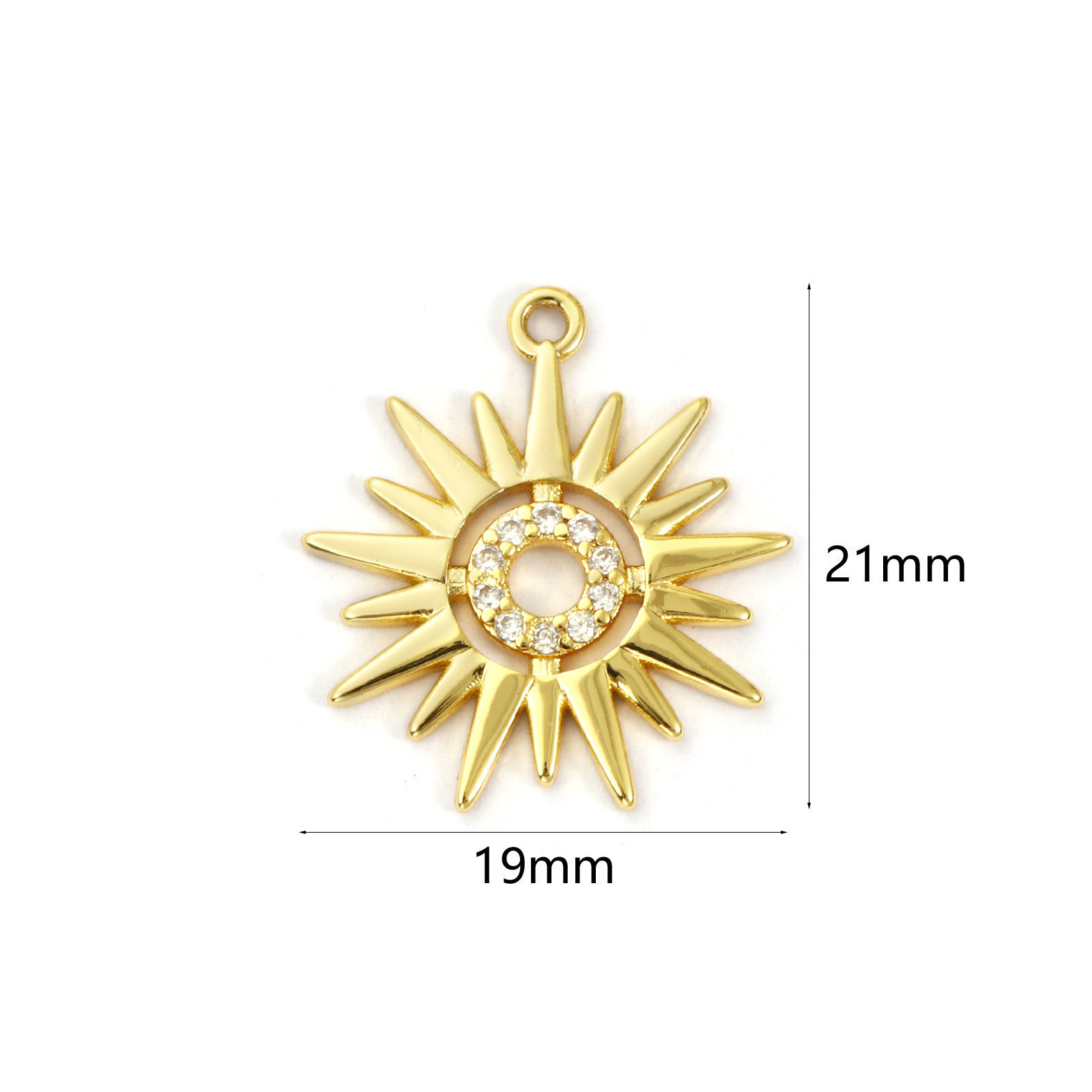Bild von 1 Stück Messing Galaxis Charms 18K Vergoldet Sonne Hohl Klar Kubischer Zirkon 21mm x 19mm