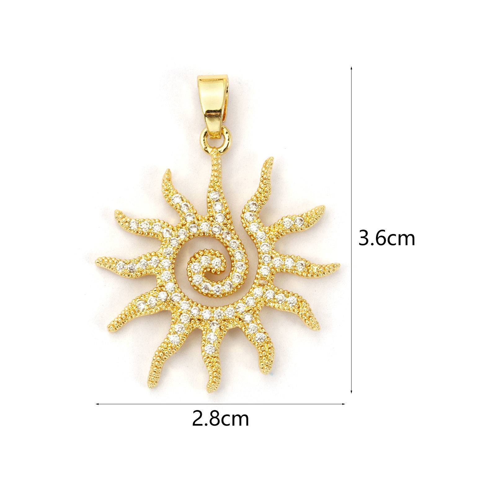 Bild von 2 PCs Brass Galaxy Pendants 18K Gold Plated Sun Micro Pave Clear Cubic Zirconia 3.6cm x 2.8cm