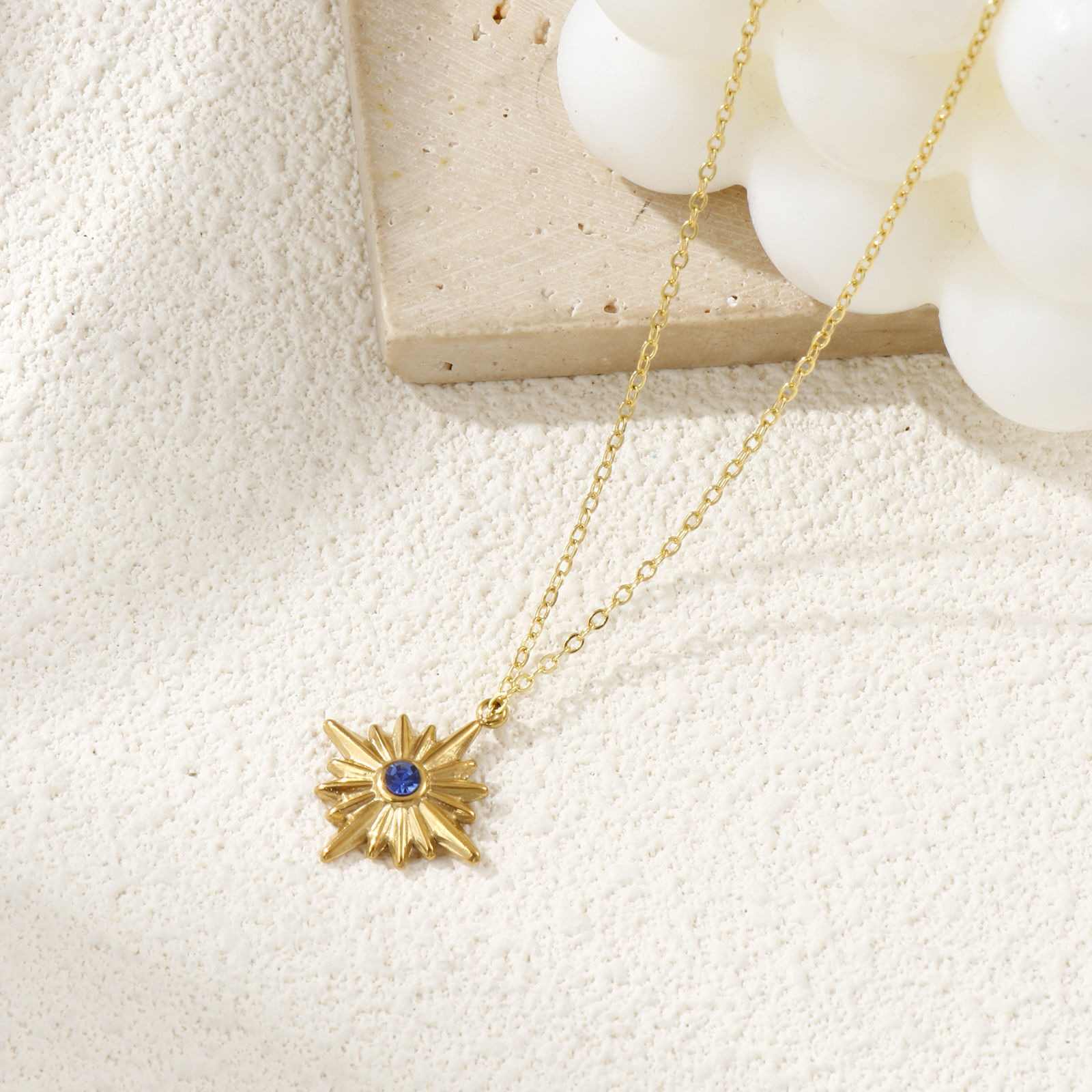 Picture of 1 Piece Eco-friendly PVD Vacuum Plating 304 Stainless Steel Galaxy Charms 18K Real Gold Plated Star Blue Cubic Zirconia 22mm x 19mm