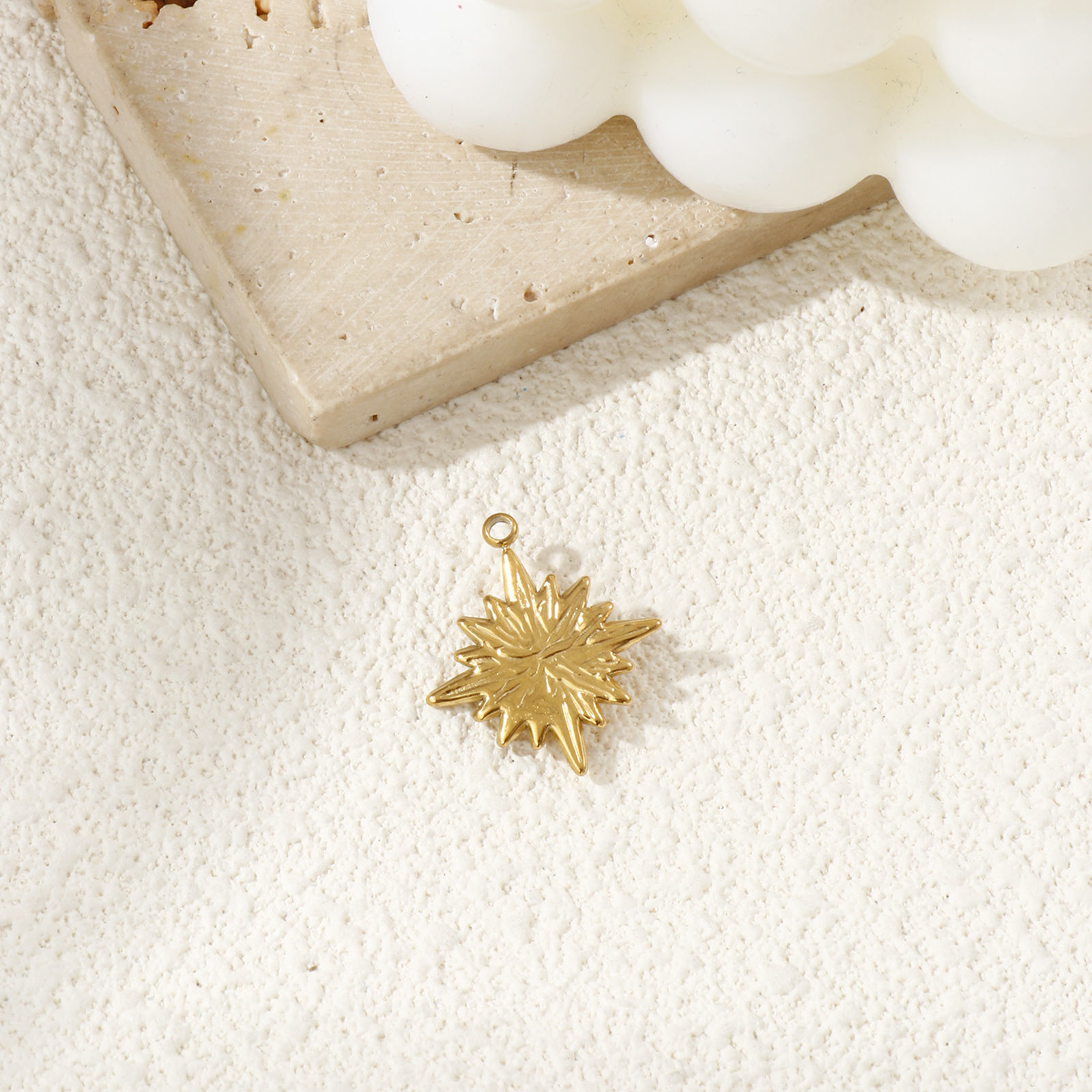 Picture of 1 Piece Eco-friendly PVD Vacuum Plating 304 Stainless Steel Galaxy Charms 18K Real Gold Plated Star Blue Cubic Zirconia 22mm x 19mm