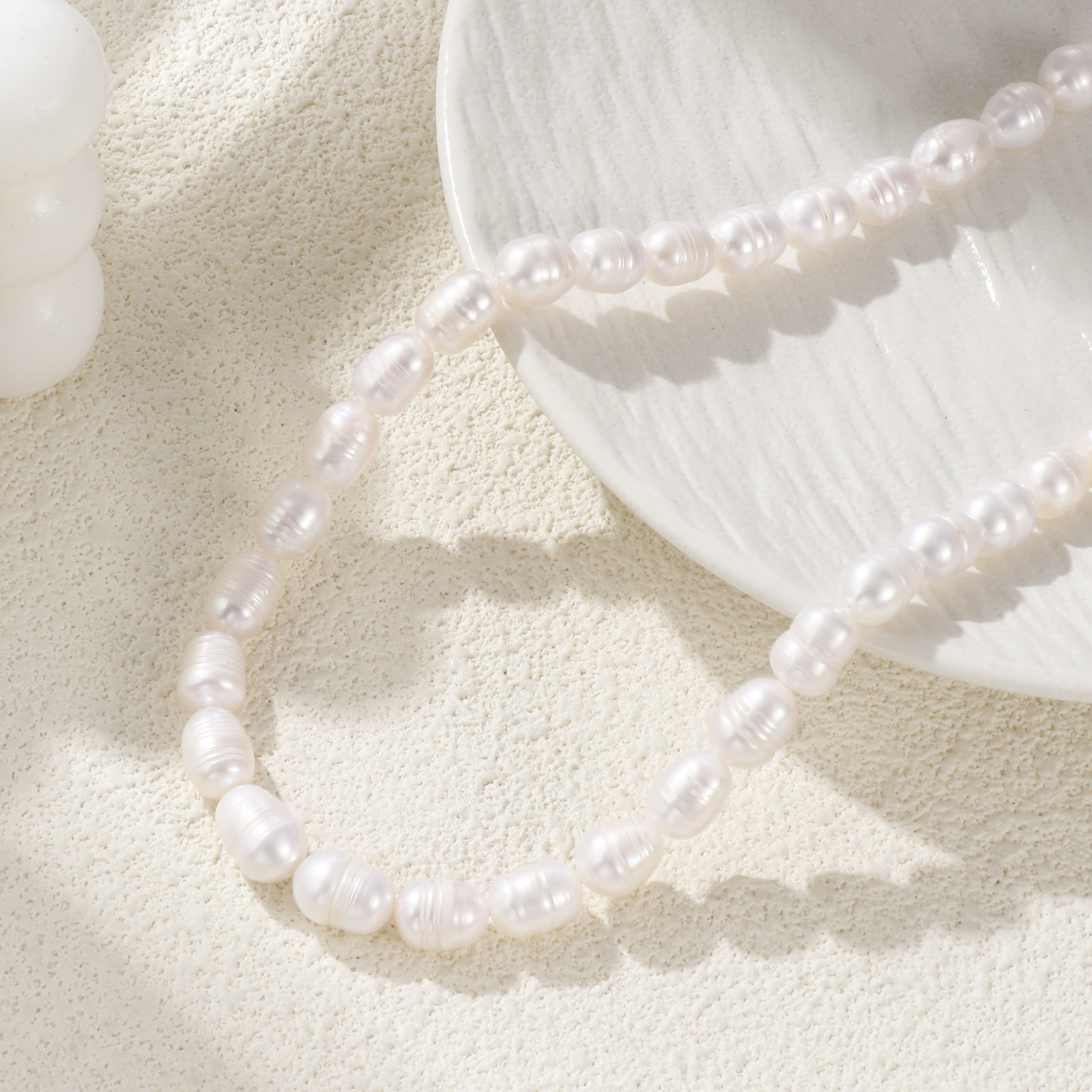 Picture of 1 Strand (Approx 32 PCs/Strand) Natural Pearl Baroque Beads For DIY Jewelry Making Oval White About 10mm x 8mm, Hole: Approx 0.5mm, 33cm(13") long