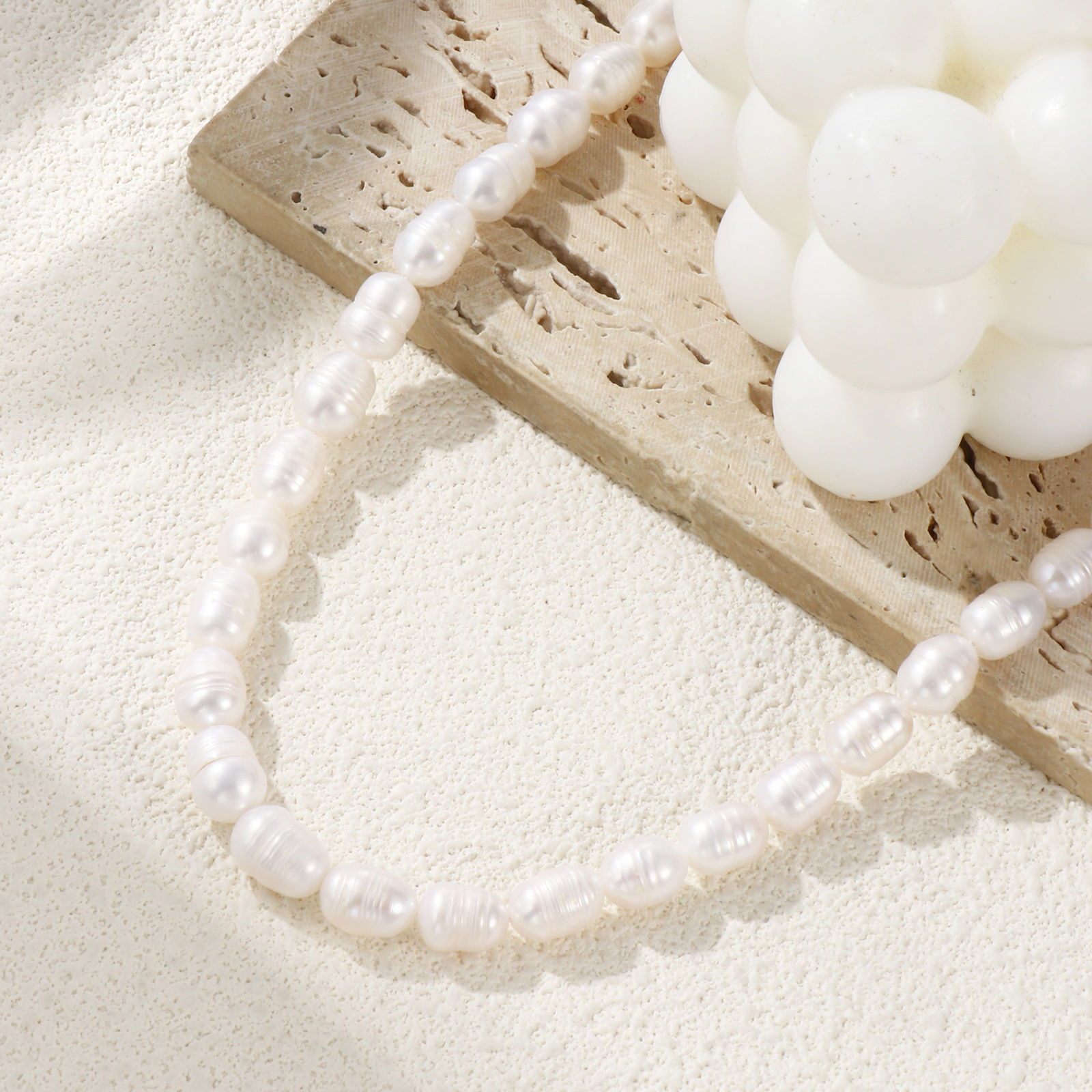 Picture of 1 Strand (Approx 32 PCs/Strand) Natural Pearl Baroque Beads For DIY Jewelry Making Oval White About 10mm x 8mm, Hole: Approx 0.5mm, 33cm(13") long