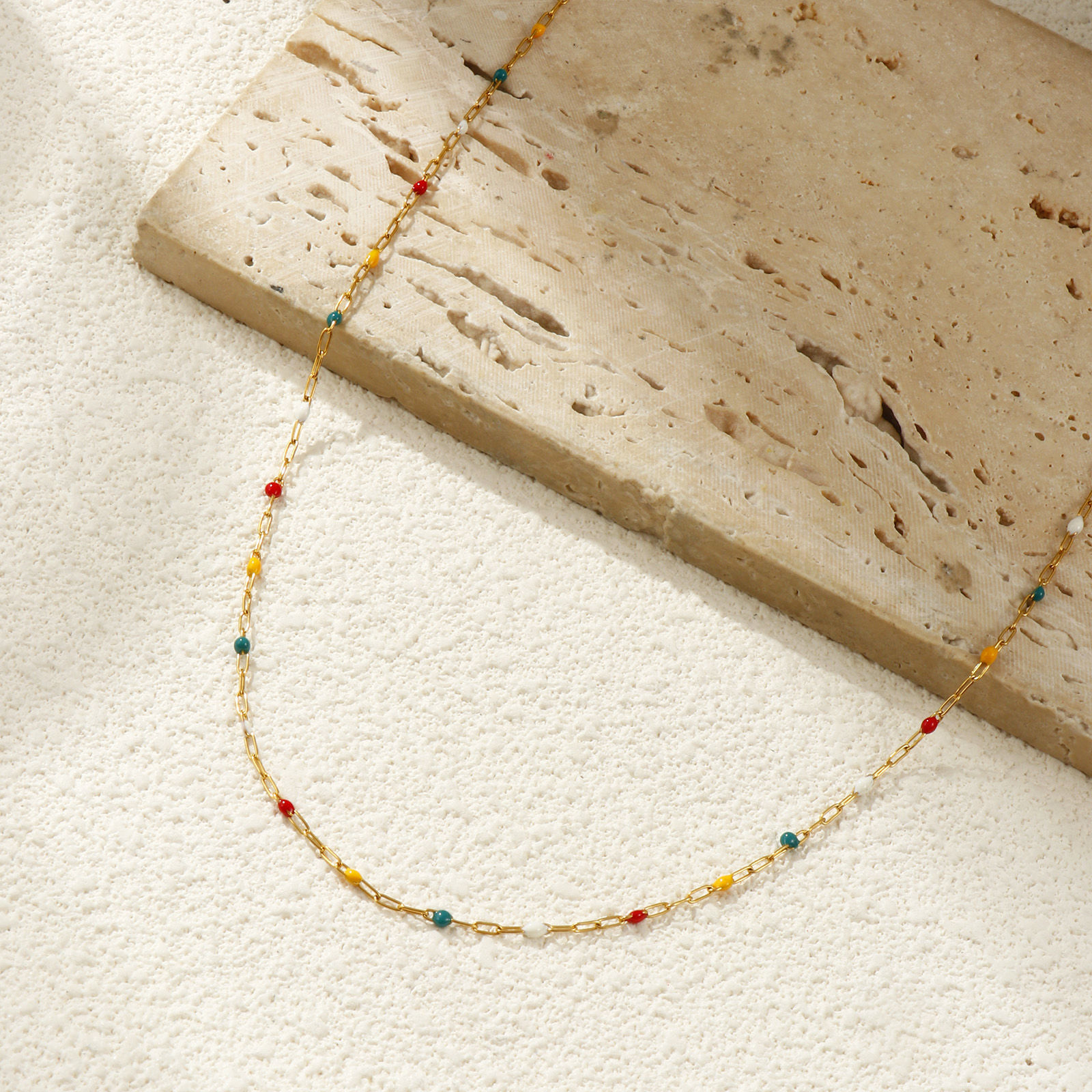 Picture of 10 M Eco-friendly PVD Vacuum Plating 304 Stainless Steel Enamel Paperclip Link Chain For Handmade DIY Jewelry Making Findings 18K Real Gold Plated Multicolor 1.4mm