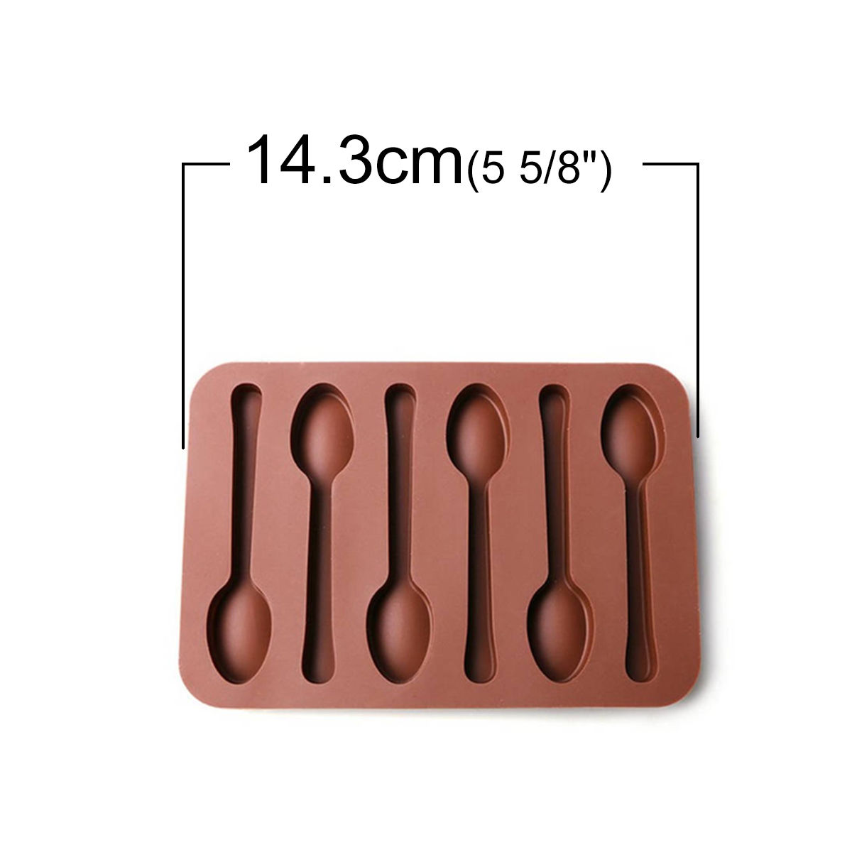 Picture of Silicone Mold 6 Holes Chocolate Mold Spoon Shape Cake Baking Tool Decoration Mold Cake Ice Mould 14.3cm x9.8cm(5 5/8" x3 7/8"), 1 Piece