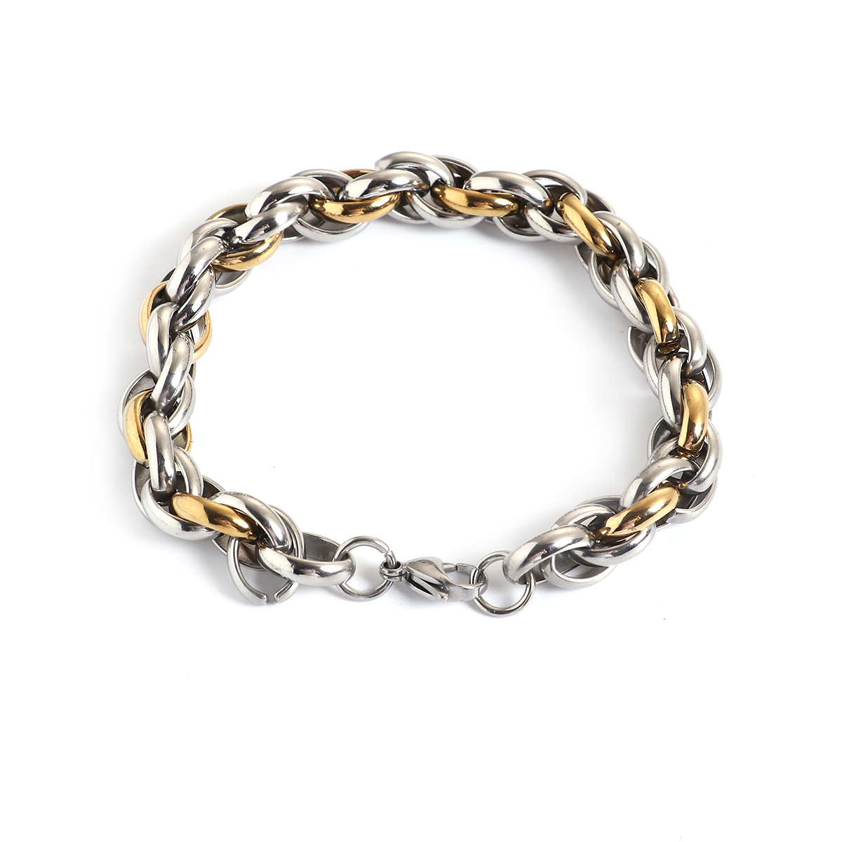 Picture of Titanium Steel Bracelets Gold Plated & Silver Tone 23cm(9") long, 1 Piece