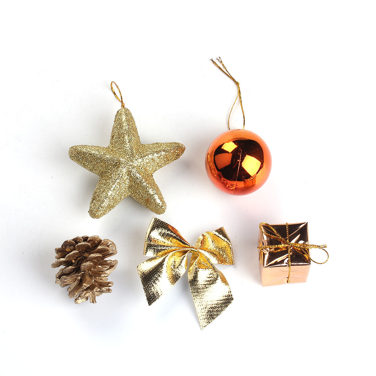 Imagen de 1 Box ( 24 PCs/Box) Foam Christmas Hanging Decoration Bronzed Pine Cone Star