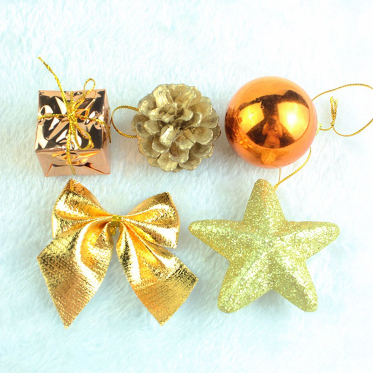 Imagen de 1 Box ( 24 PCs/Box) Foam Christmas Hanging Decoration Bronzed Pine Cone Star