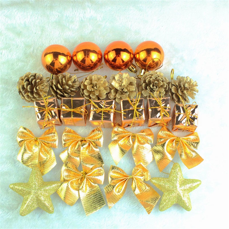 Imagen de 1 Box ( 24 PCs/Box) Foam Christmas Hanging Decoration Bronzed Pine Cone Star