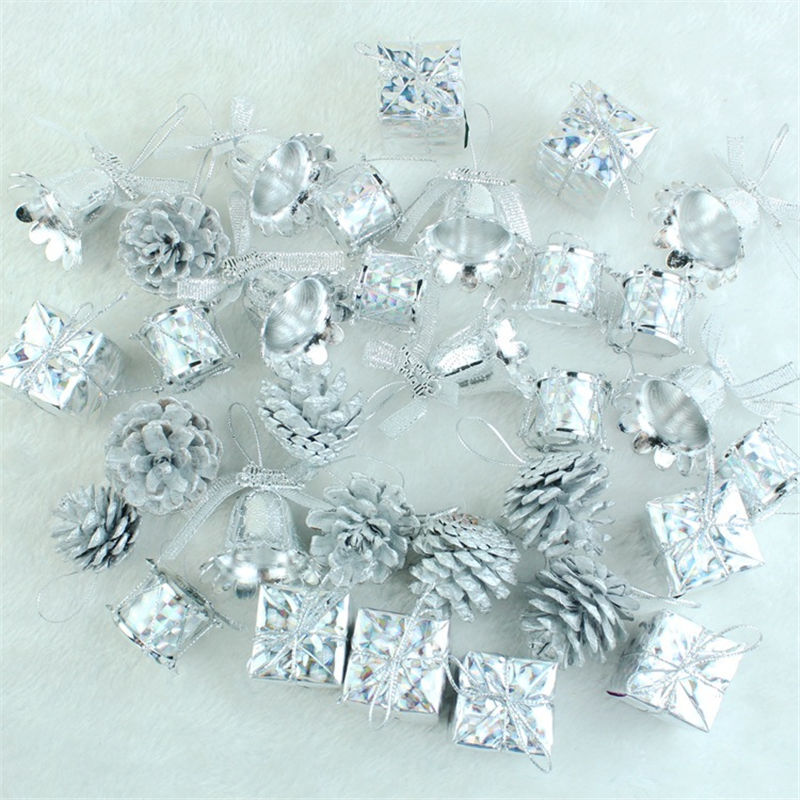Imagen de 1 Box ( 24 PCs/Box) Foam Christmas Hanging Decoration Bronzed Pine Cone Star