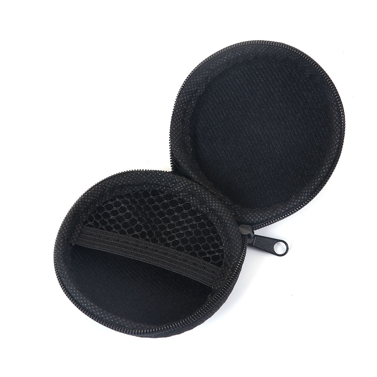 Изображение PU Leather USB Cable Storage Case Bags Black Round 8.3cm(3 2/8"), 1 Piece