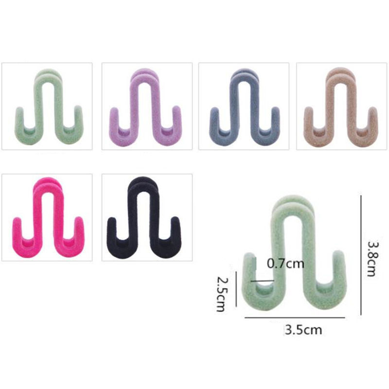 Picture of 1 Piece ABS Double Sided Hanger Connection Hook Steel Gray Flocking 3.8cm x 3.5cm