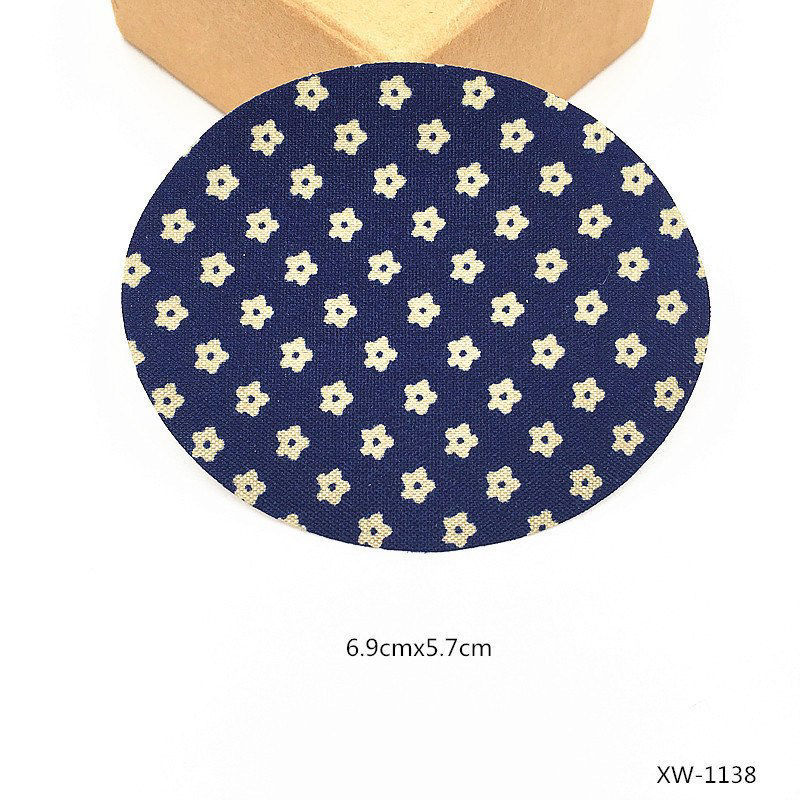 Picture of 1 Pair (Approx 2 PCs/Packet) Fabric Iron On Patches Appliques (With Glue Back) DIY Sewing Craft Clothing Decoration Dark Blue Oval 14.2cm x 11.3cm