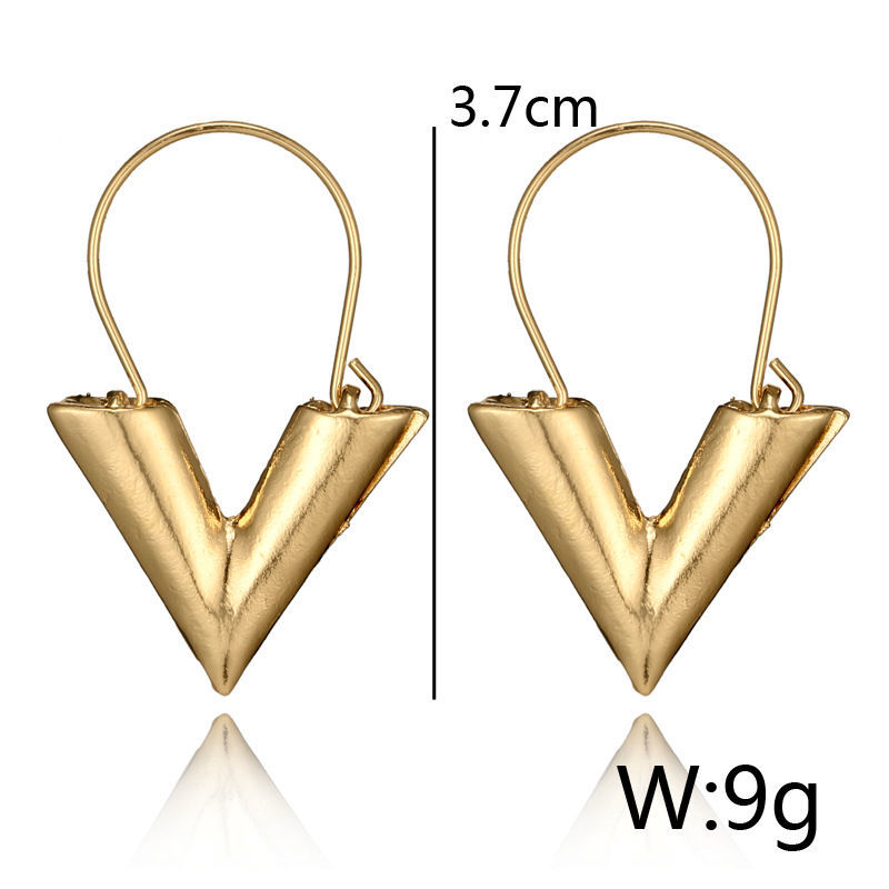 Picture of Simple Metal Earrings Silver Tone V Shape 3.7cm, 1 Pair
