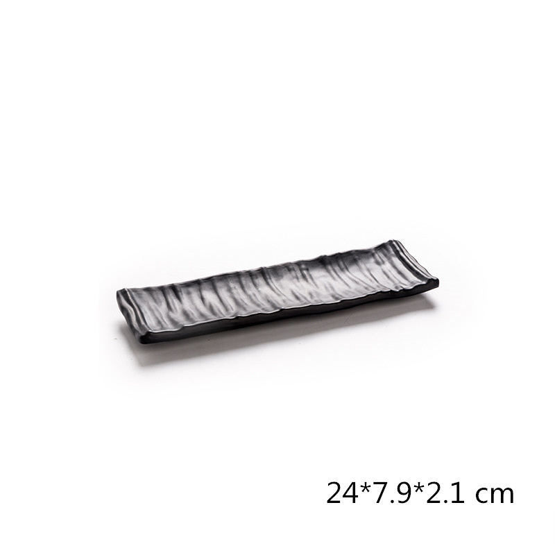 Imagen de 1 Piece Melamine Tableware Plates Black Rectangle 22.3cm x 13.1cm