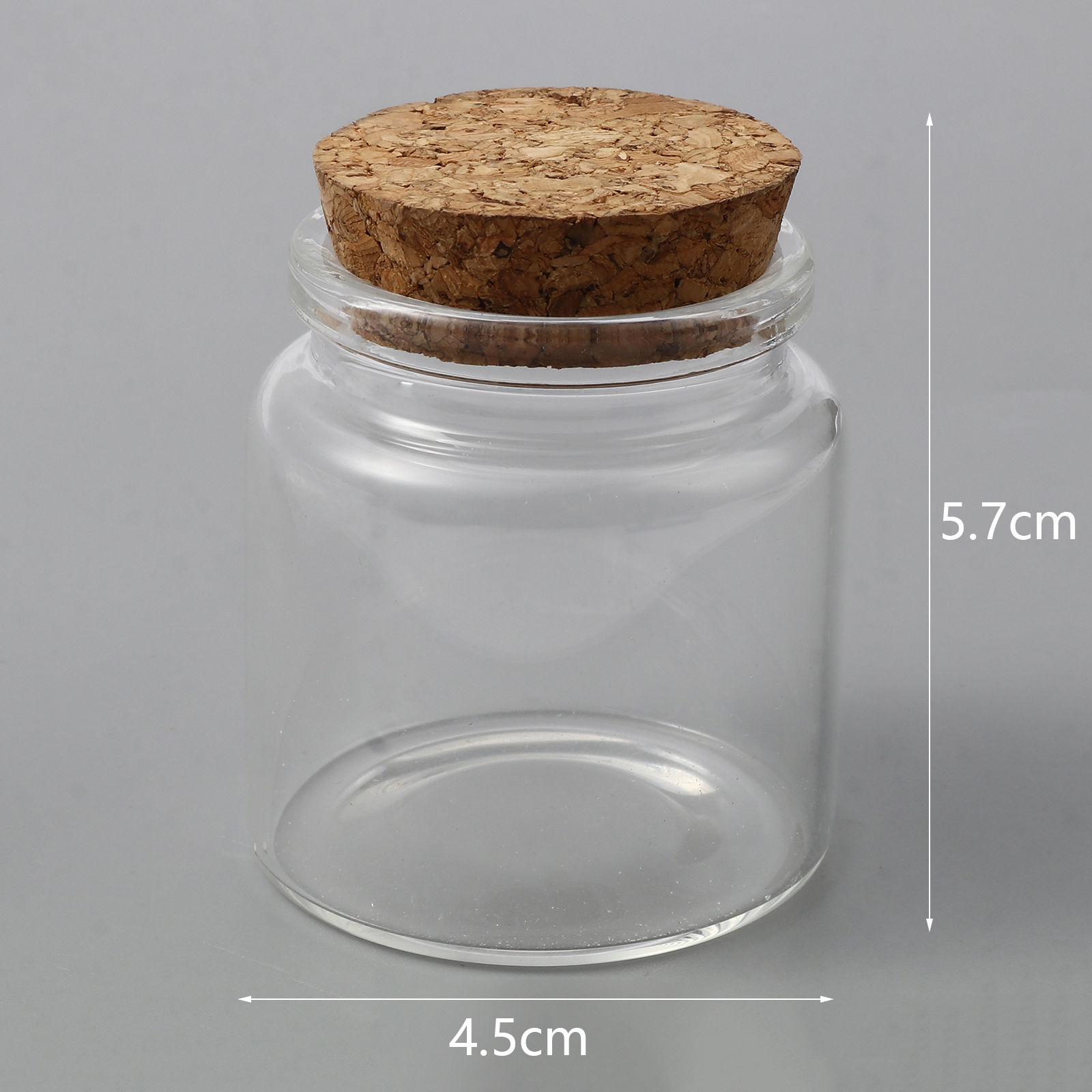 Picture of ( 50ml ) Natural Wood & Glass Food Storage Bottle Cylinder Transparent Clear 57mm x 45mm, 5 PCs