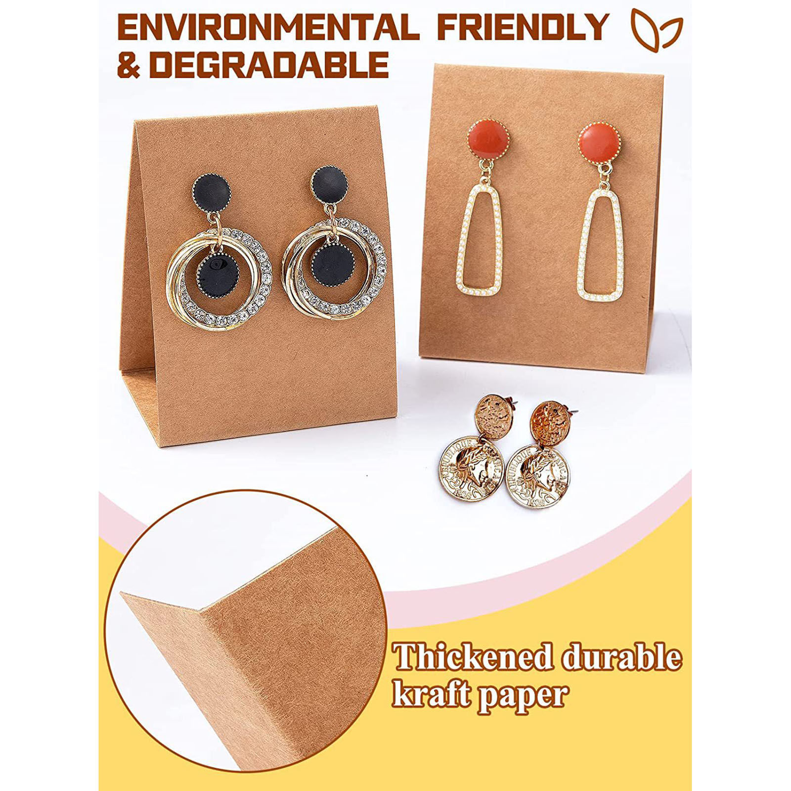 Bild von Papier Schmuck Ohrringe Display Karte Braun 1 Set
