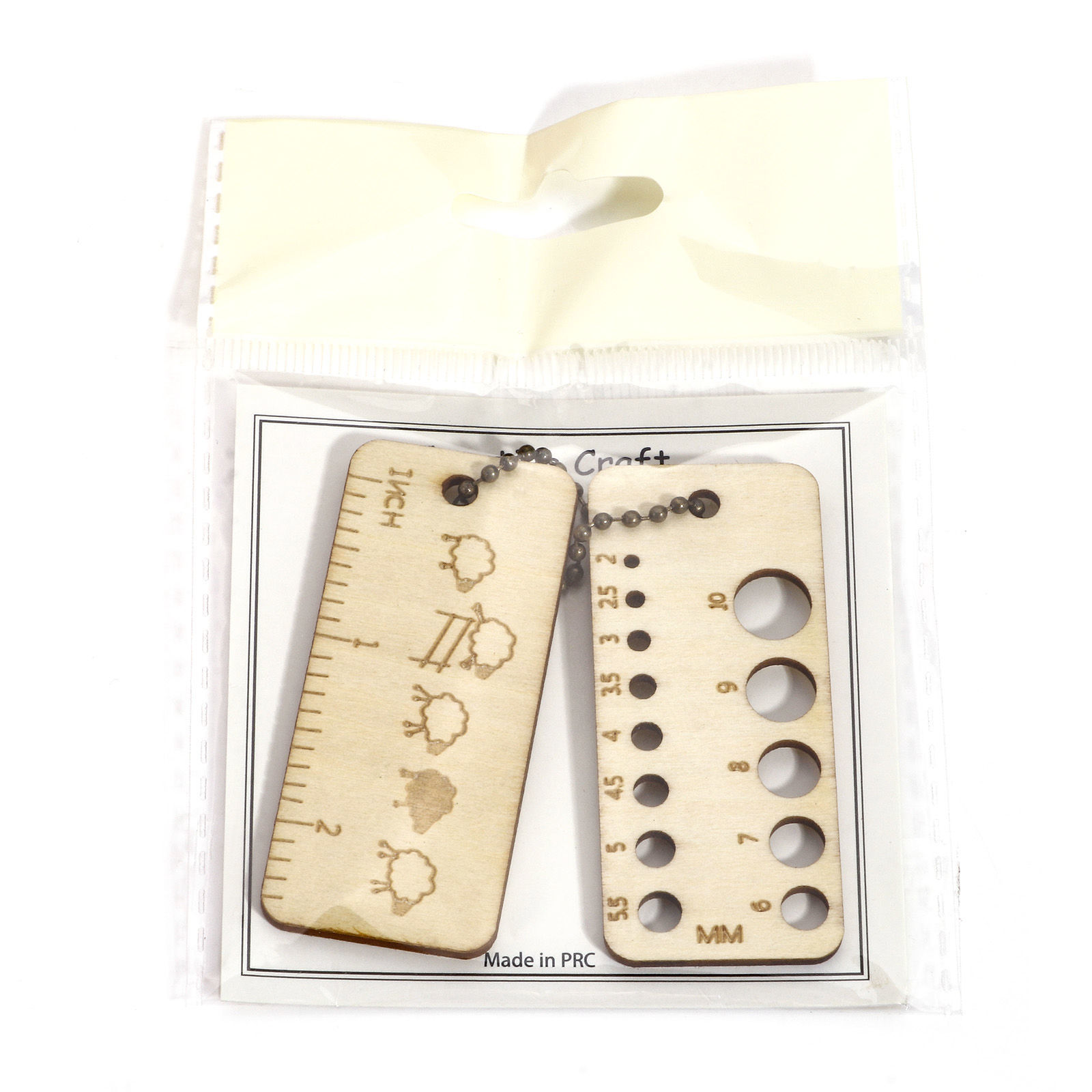 Imagen de 1 Juego ( 2Unidades/Juego) Madera Herramienta de Medición de Regla de Calibre de Aguja de Tejer Rectángulo Natural 6.8cm x 3cm