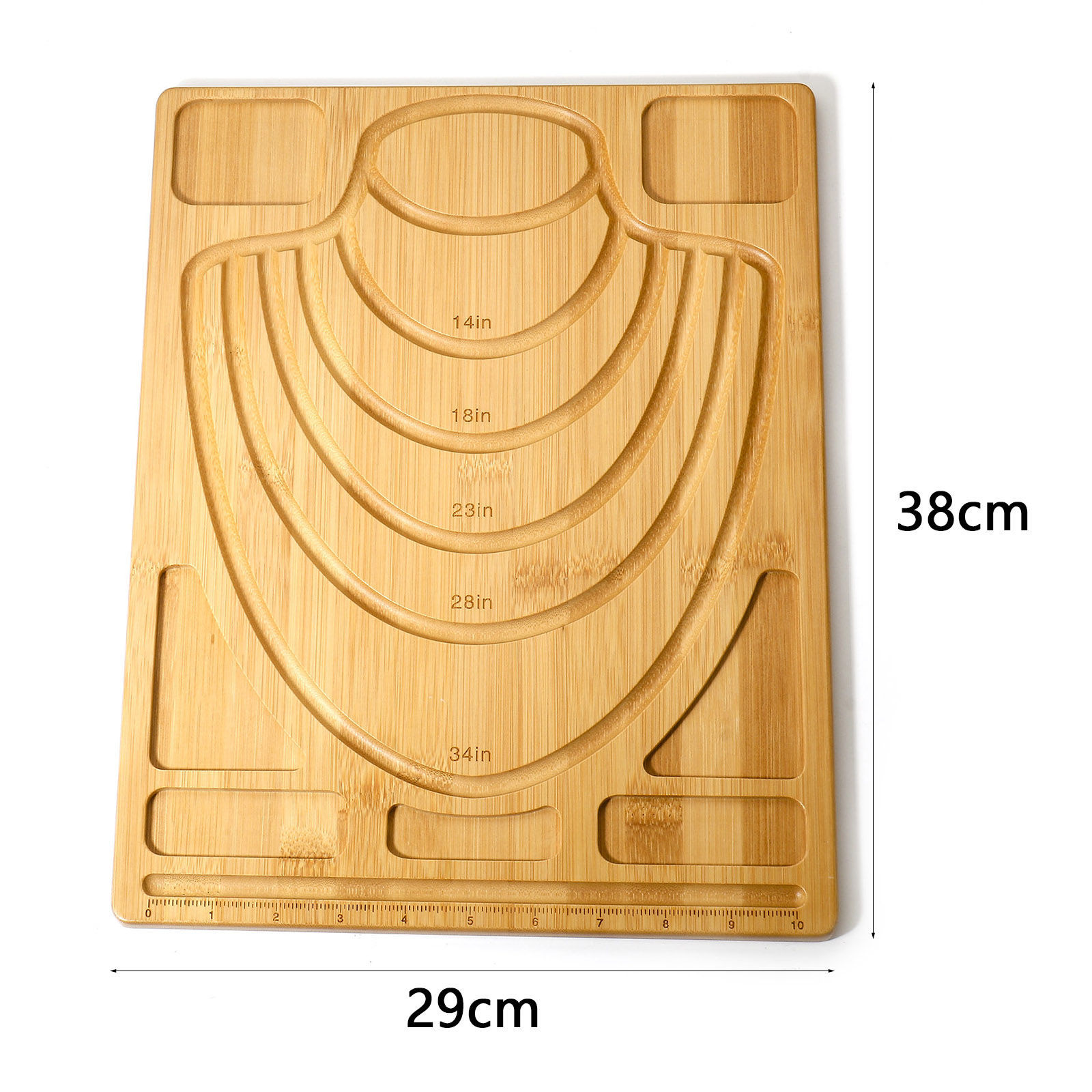 Bild von 1 Stück Bambus Perlentablett für DIY-Schmuck, Halskette, Armband, Perlendesign, Aufreihzubehör, Bastelbrett Rechteck Naturfarben 38cm x 29cm