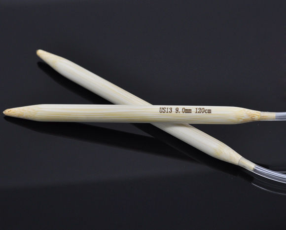 Picture of (US13 9.0mm) Bamboo Circular Knitting Needles Natural 120cm(47 2/8") long, 1 Pair