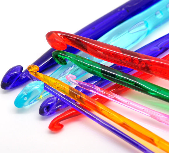 Bild von 3-12mm Acryl Plastik Häkelnadeln Stricknadeln 15cm lang, 1 Set(9 Stück/Set)