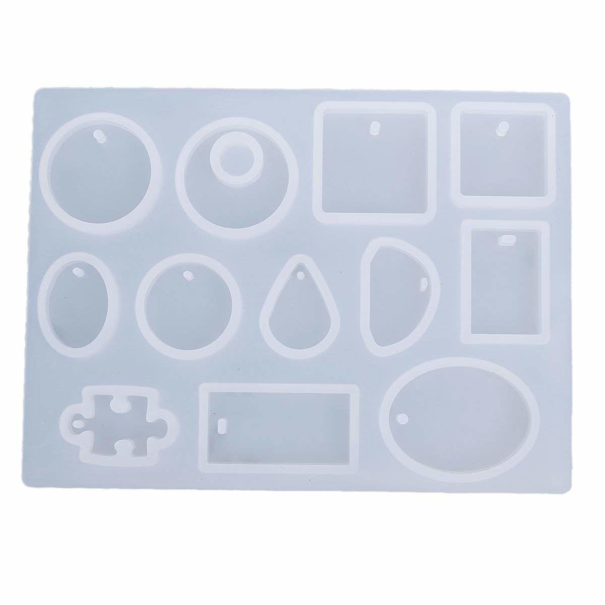 Picture of Silicone Resin Mold For Pendants Jewelry Making Rectangle White Mixed 15.4cm(5 6/8") x 11.6cm(4 5/8"), 1 Piece