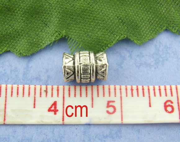 Imagen de Cuentas Espaciador Zamak Barril,Plata Antigua Raya 7mm x 5mm, Agujero: acerca de 3mm, 100 Unidades